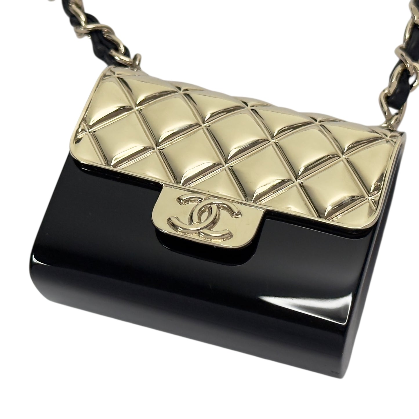 CHANEL 迷你翻蓋包 皮穿鏈 斜揹飾品