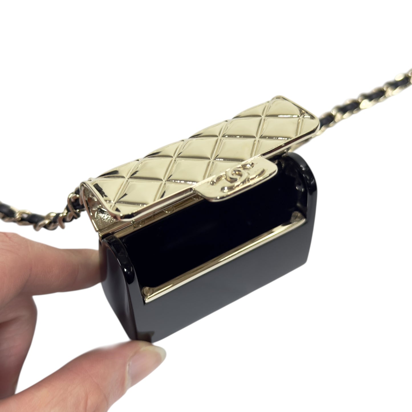 CHANEL 迷你翻蓋包 皮穿鏈 斜揹飾品