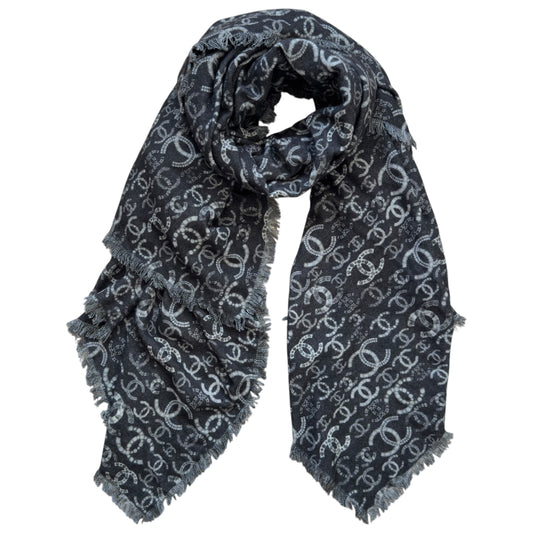 CHANEL CC 雙面 純羊絨 圍巾 披肩