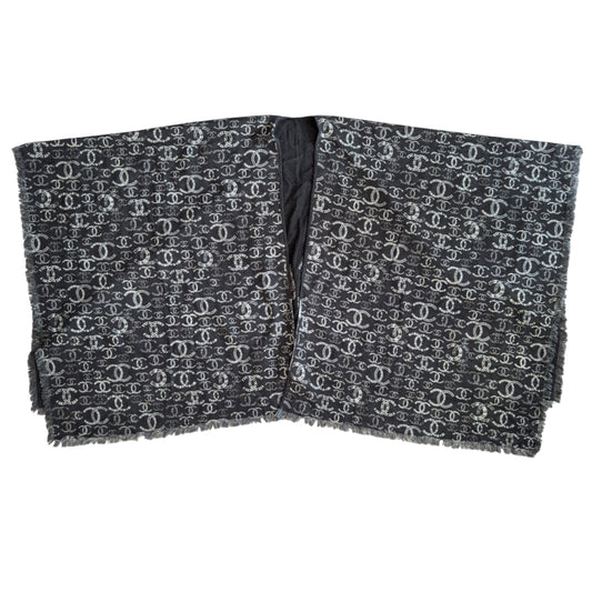 CHANEL CC 雙面 純羊絨 圍巾 披肩