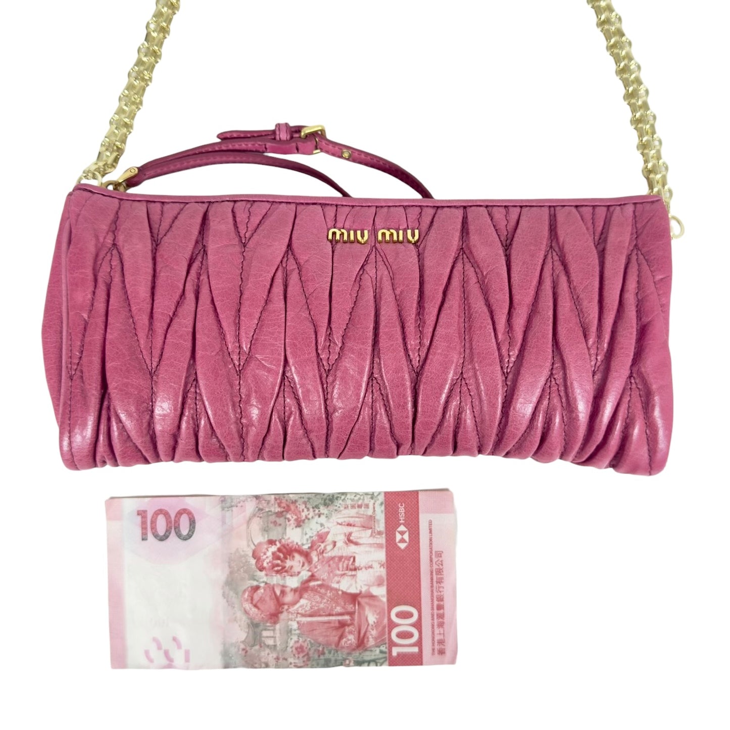 MIU MIU *自加鏈＞送無品牌扣＋無品牌鏈帶* Matelassé 皺摺 肩背包