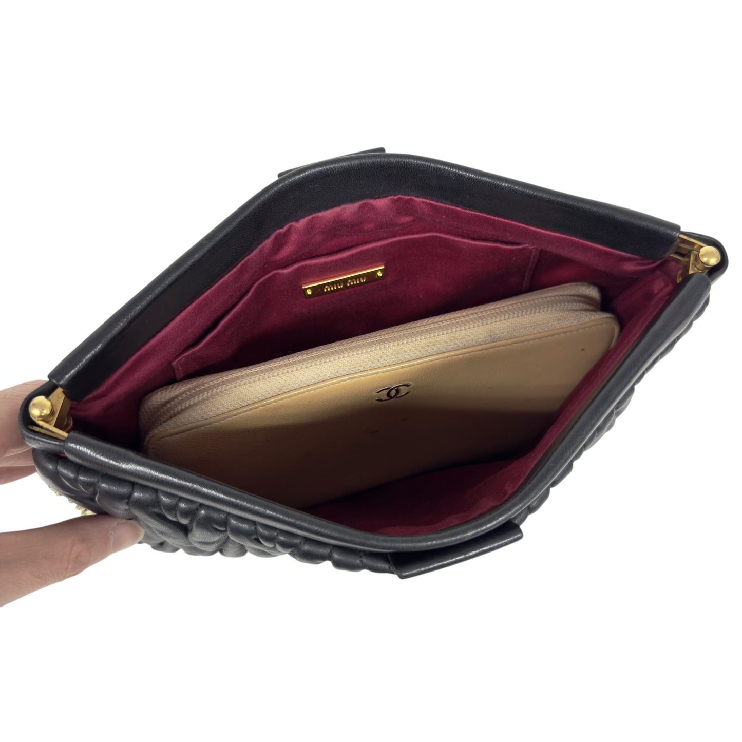 MIU MIU *自加鏈＞送無品牌扣＋無品牌鏈帶* Matelassé 皺摺 肩背包