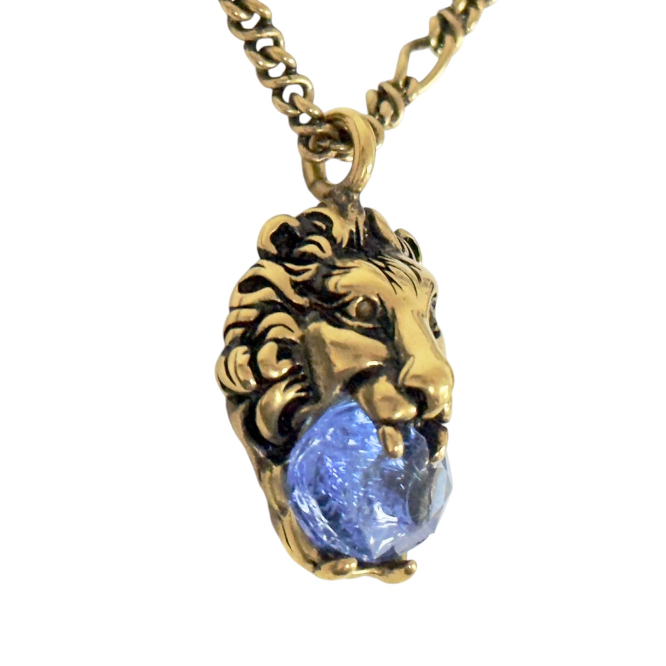 GUCCI 獅王 藍水晶 頸鏈