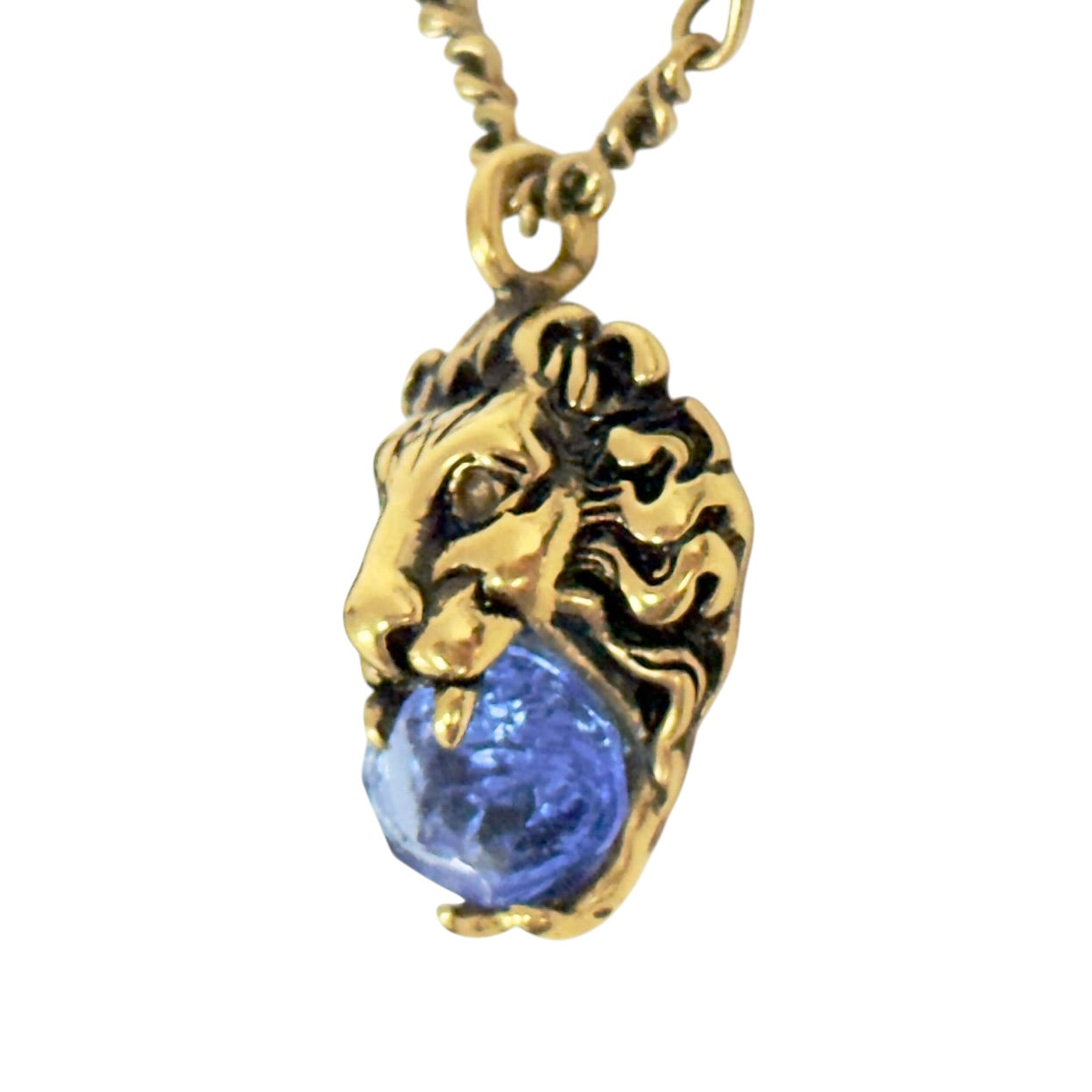 GUCCI 獅王 藍水晶 頸鏈