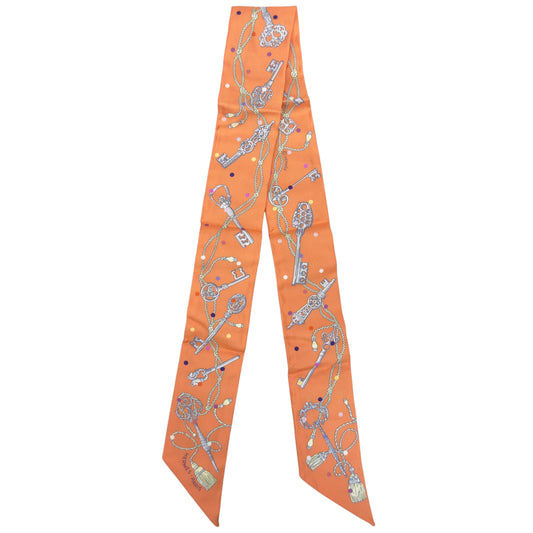 HERMES Les Cles a Pois twilly 圓點鎖匙 幼絲巾