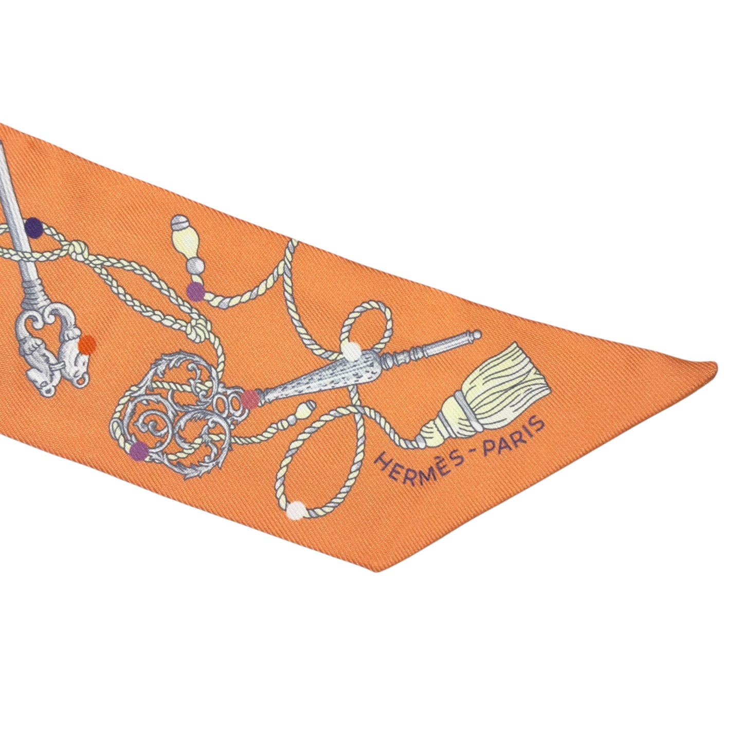 HERMES Les Cles a Pois twilly 圓點鎖匙 幼絲巾