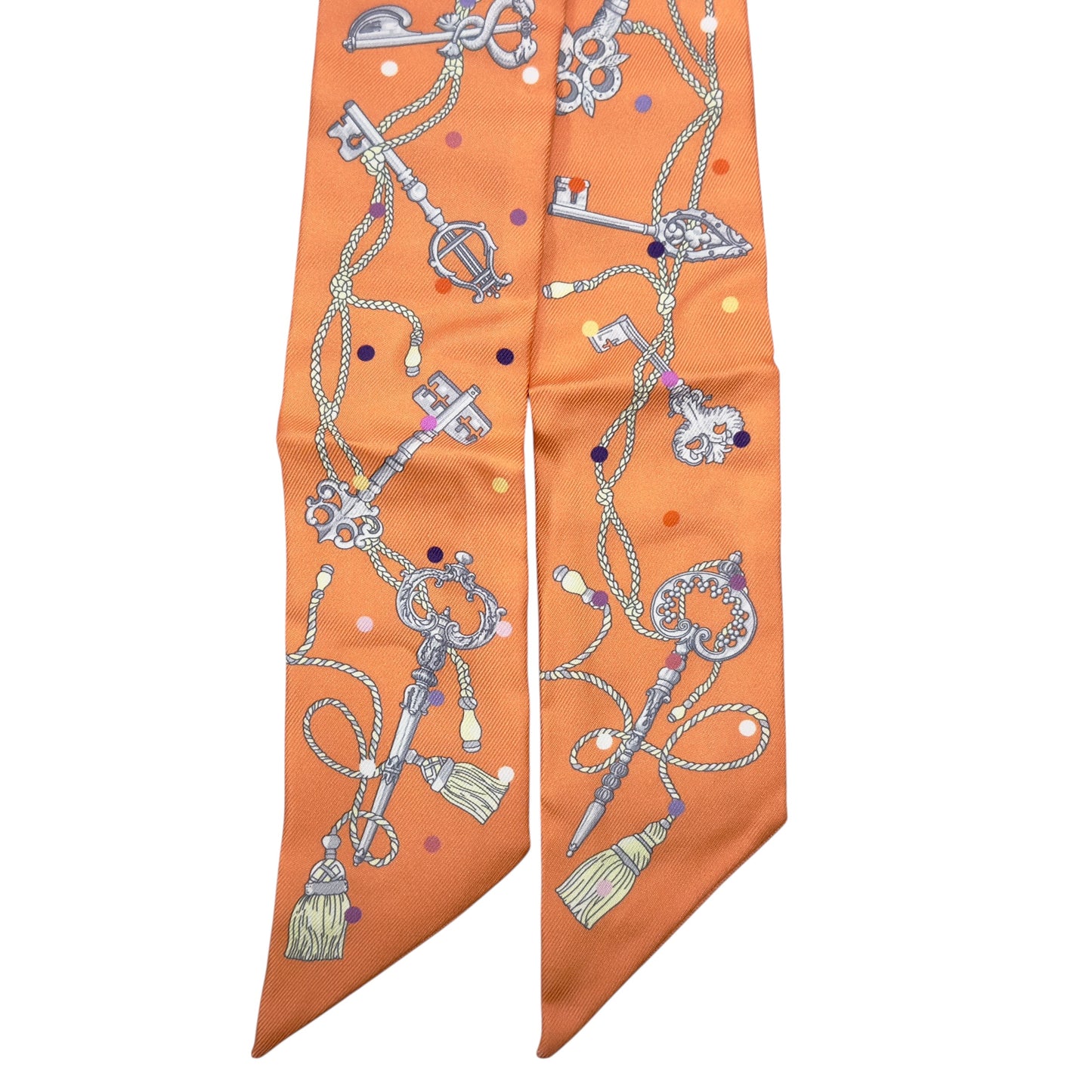 HERMES Les Cles a Pois twilly 圓點鎖匙 幼絲巾