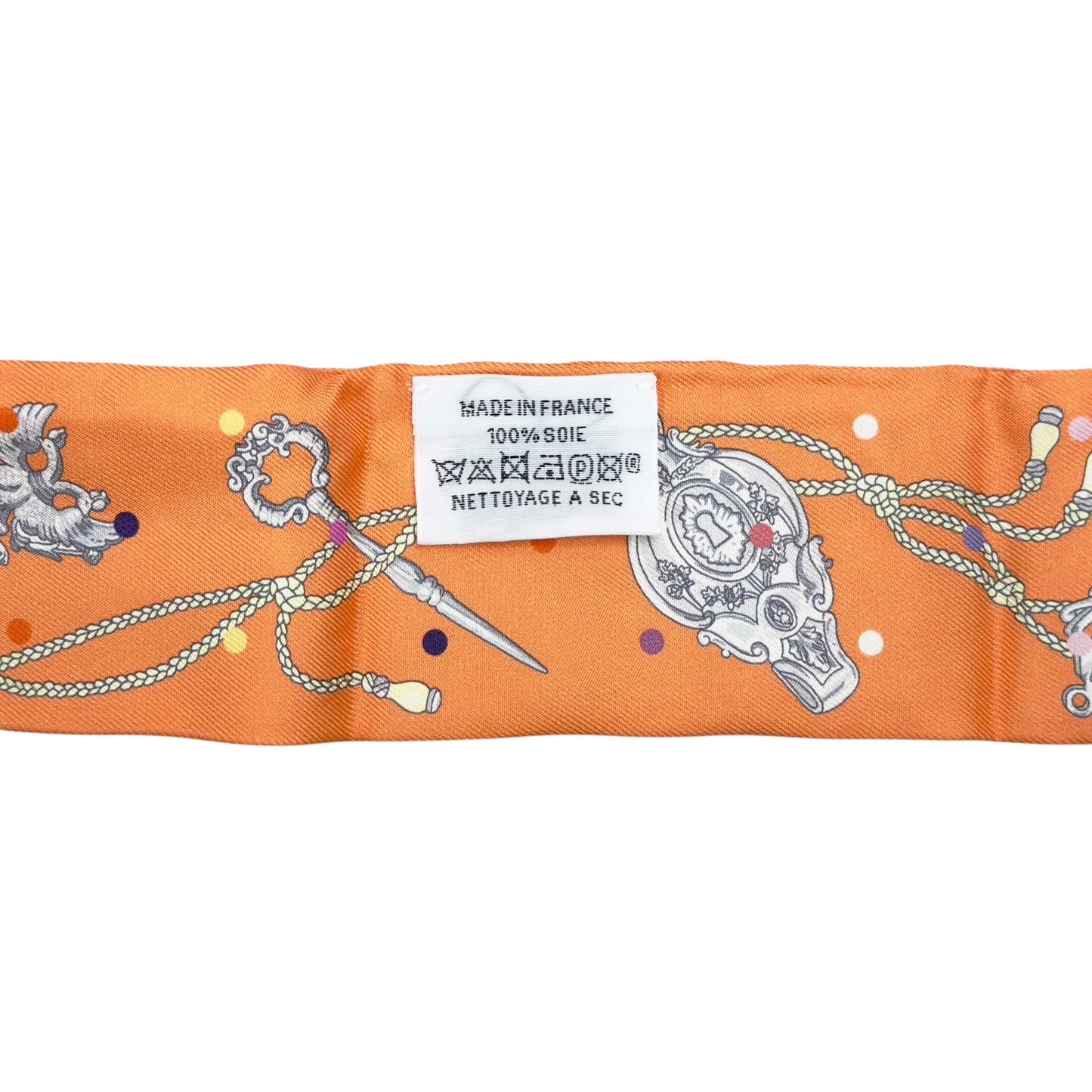 HERMES Les Cles a Pois twilly 圓點鎖匙 幼絲巾