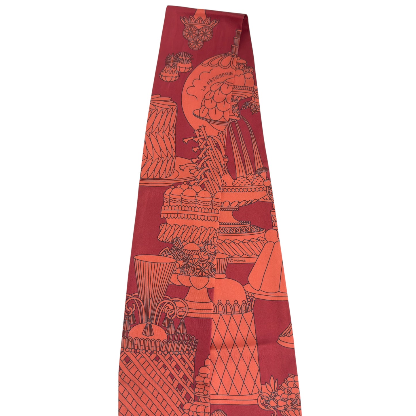 HERMES La Patisserie Francaise Maxi Twilly slim 法式甜點 長絲巾