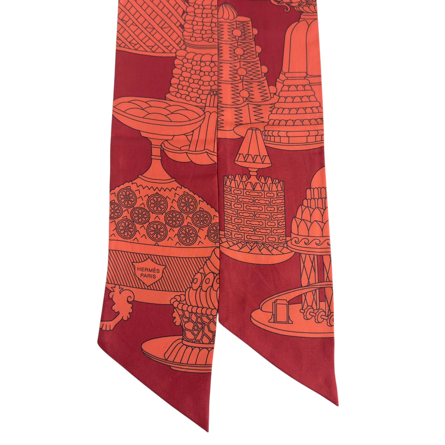 HERMES La Patisserie Francaise Maxi Twilly slim 法式甜點 長絲巾
