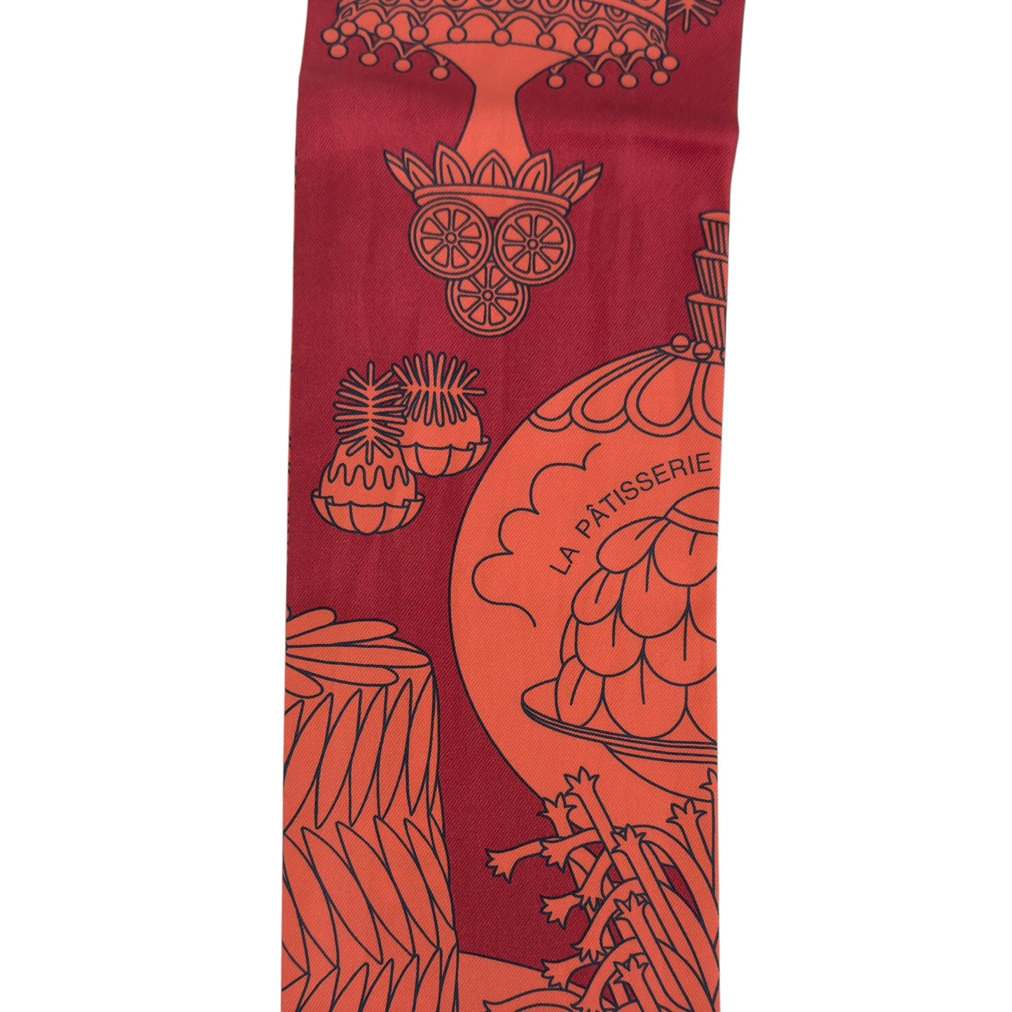 HERMES La Patisserie Francaise Maxi Twilly slim 法式甜點 長絲巾