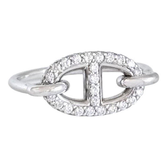 HERMES Farandole 18K白金 滿鑽豬鼻子🐽 戒子