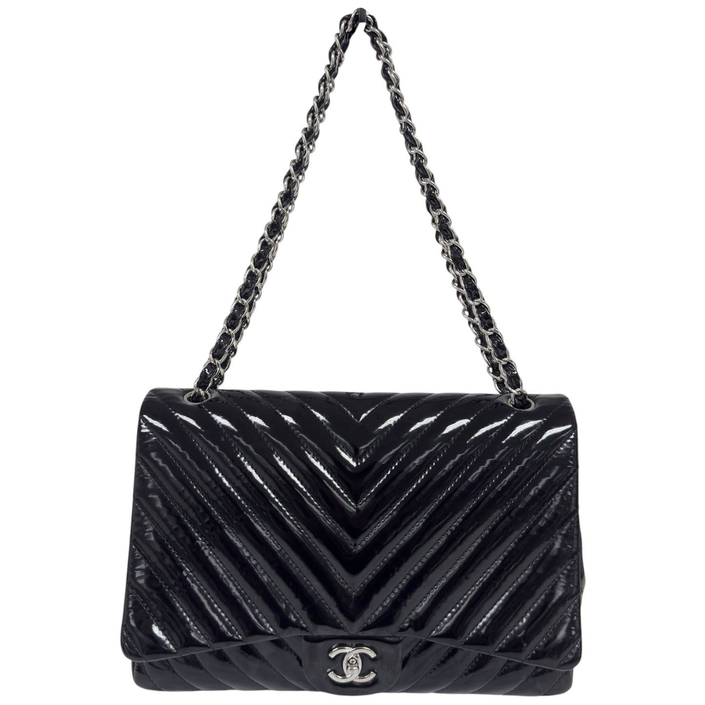 CHANEL Maxi 漆皮 特大號經典款 鏈條包