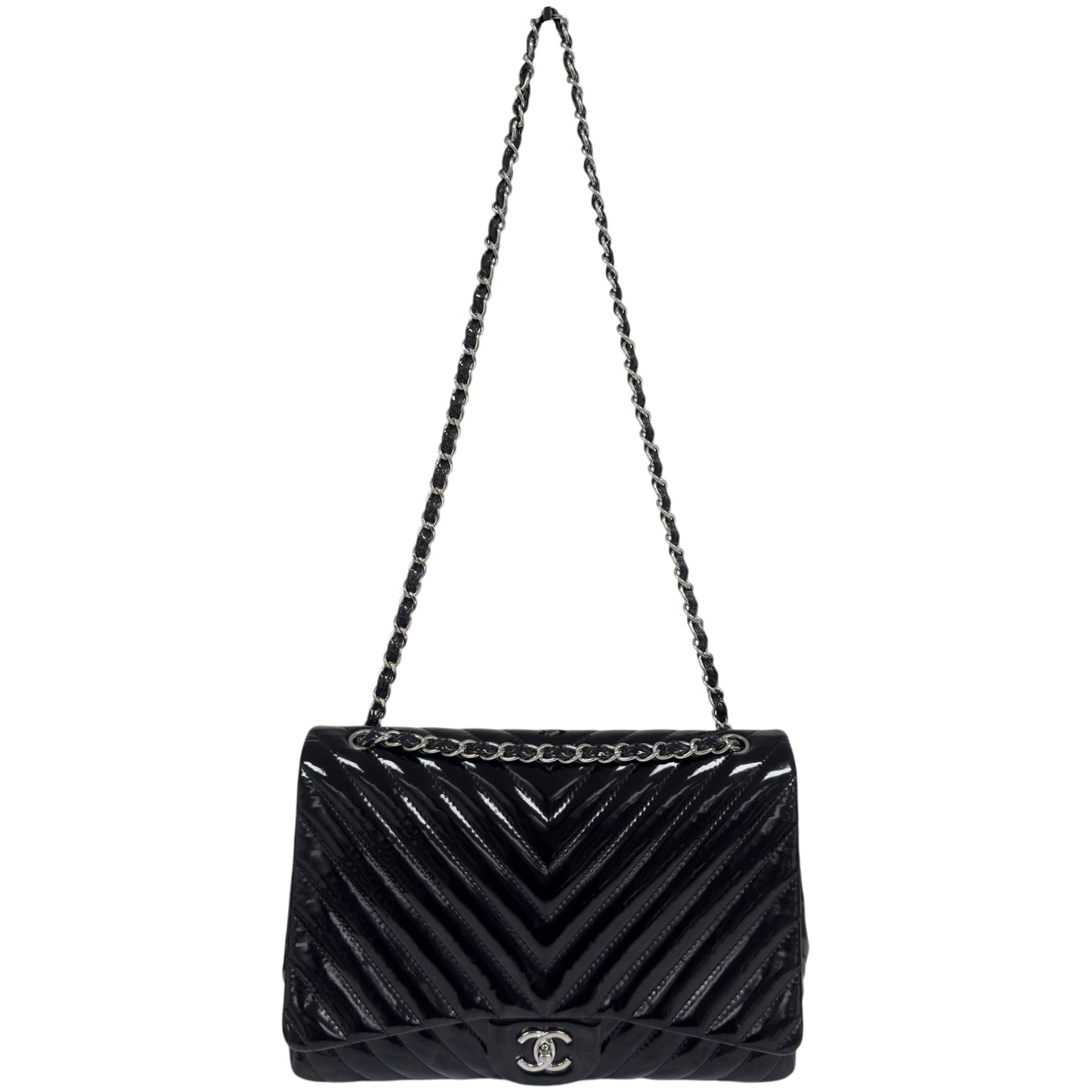CHANEL Maxi 漆皮 特大號經典款 鏈條包