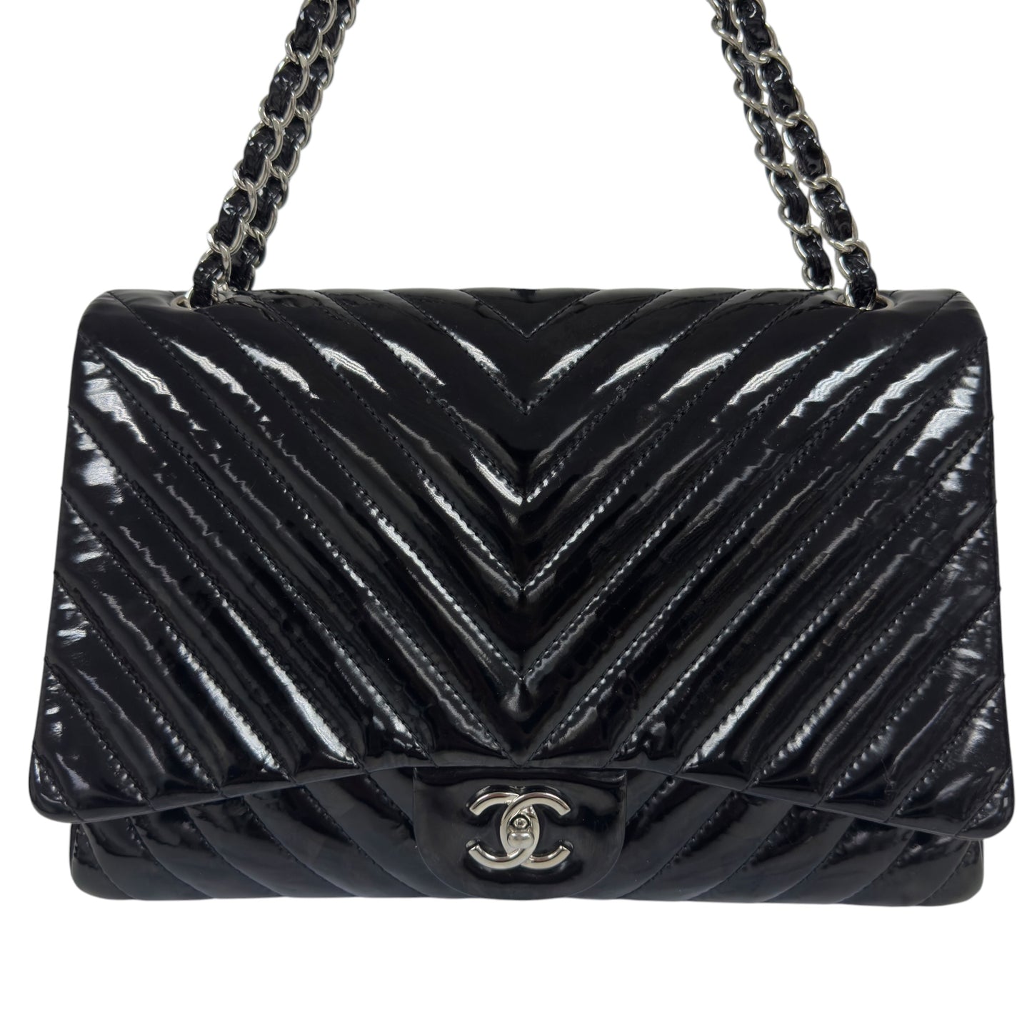 CHANEL Maxi 漆皮 特大號經典款 鏈條包