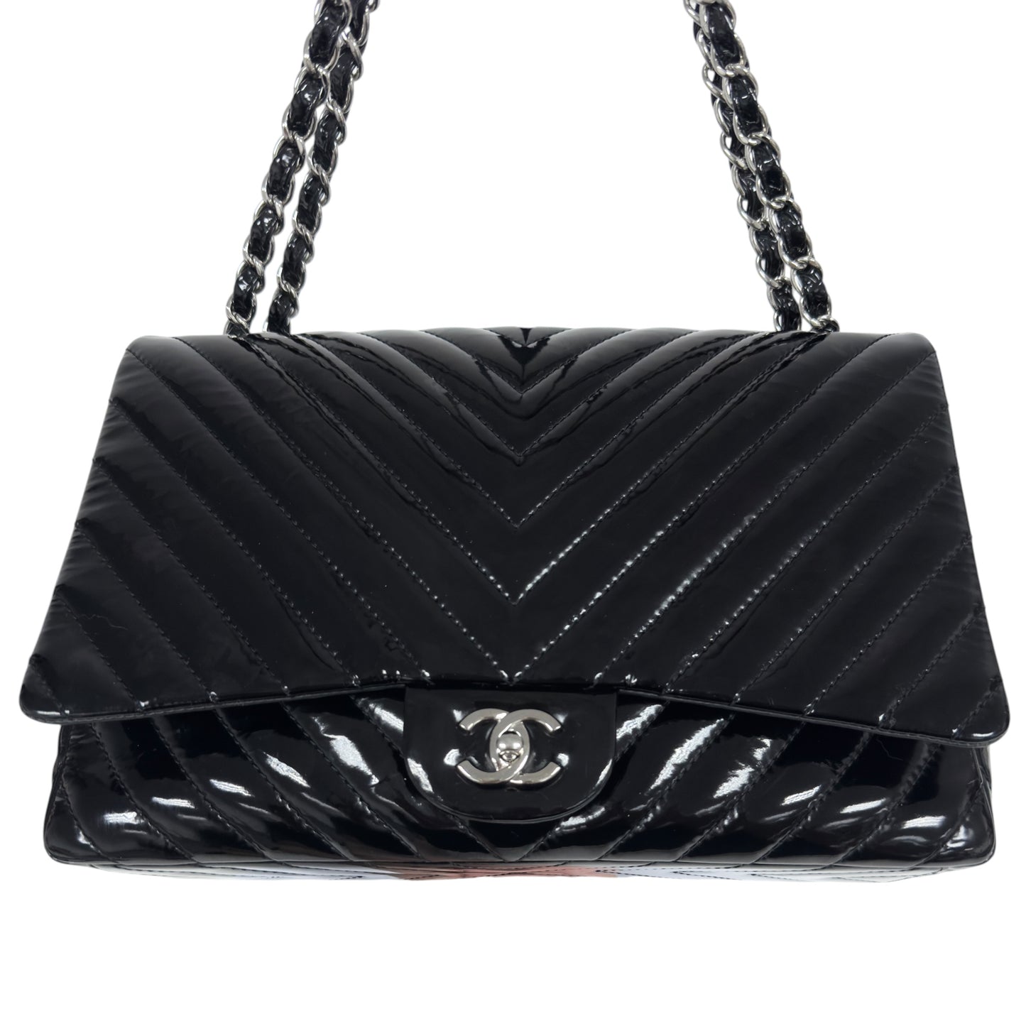 CHANEL Maxi 漆皮 特大號經典款 鏈條包