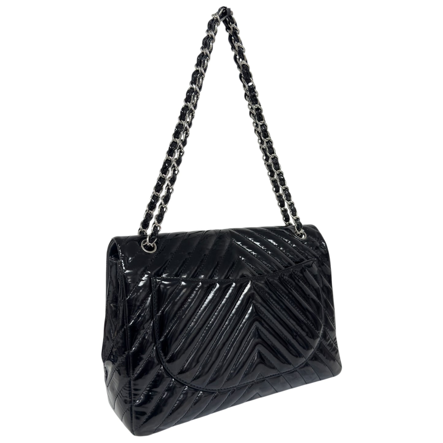 CHANEL Maxi 漆皮 特大號經典款 鏈條包