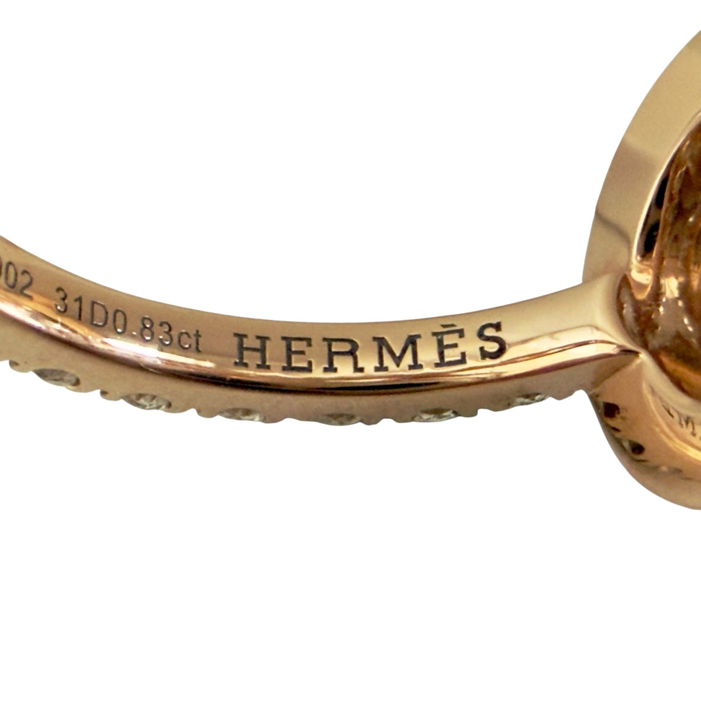 HERMES Finesse 18K玫瑰金 滿鑽小Q  戒子