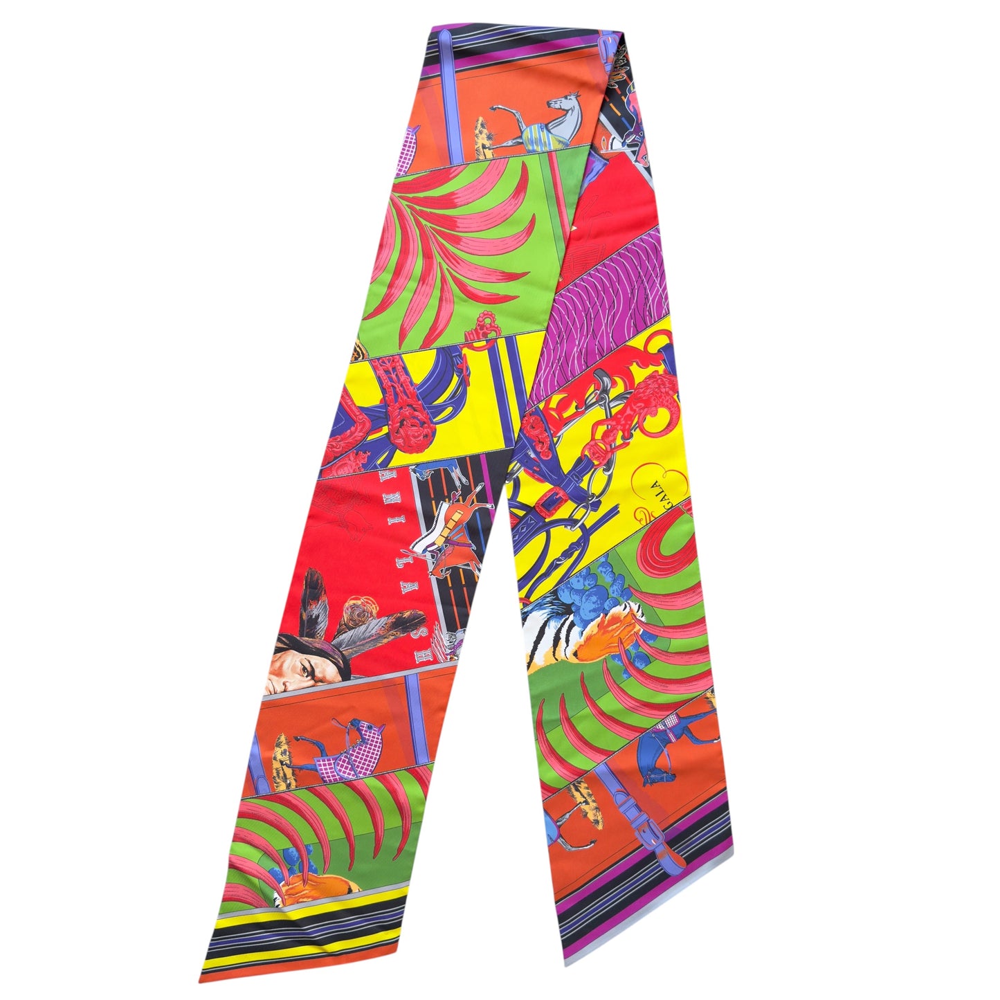 HERMES Carré en Carrés Maxi Twilly 長絲巾