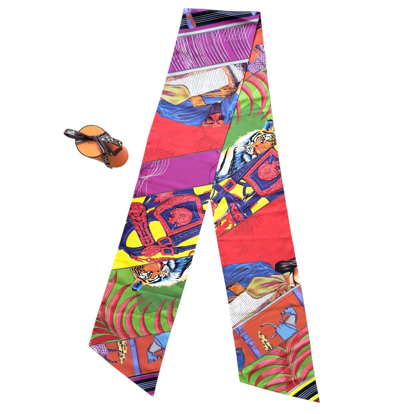 HERMES Carré en Carrés Maxi Twilly 長絲巾