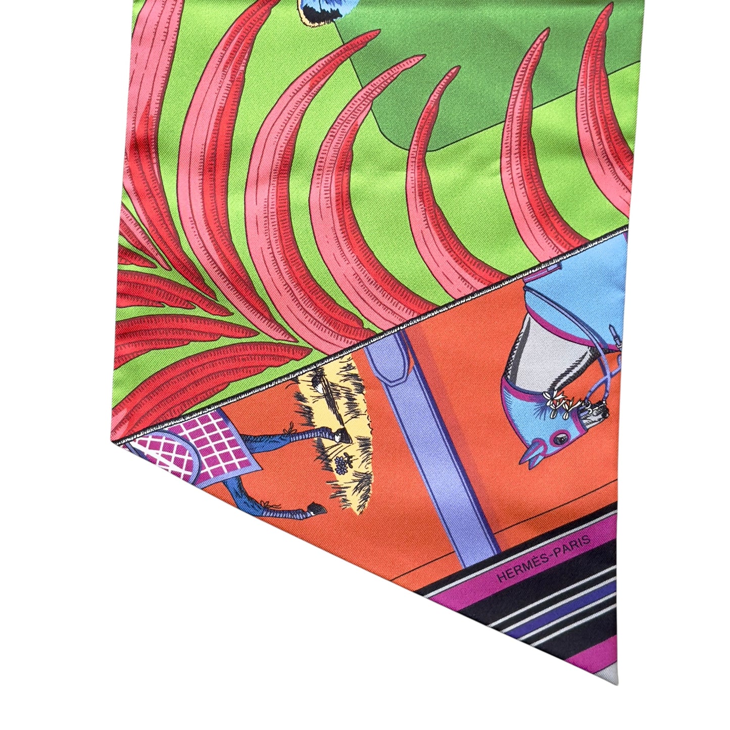 HERMES Carré en Carrés Maxi Twilly 長絲巾