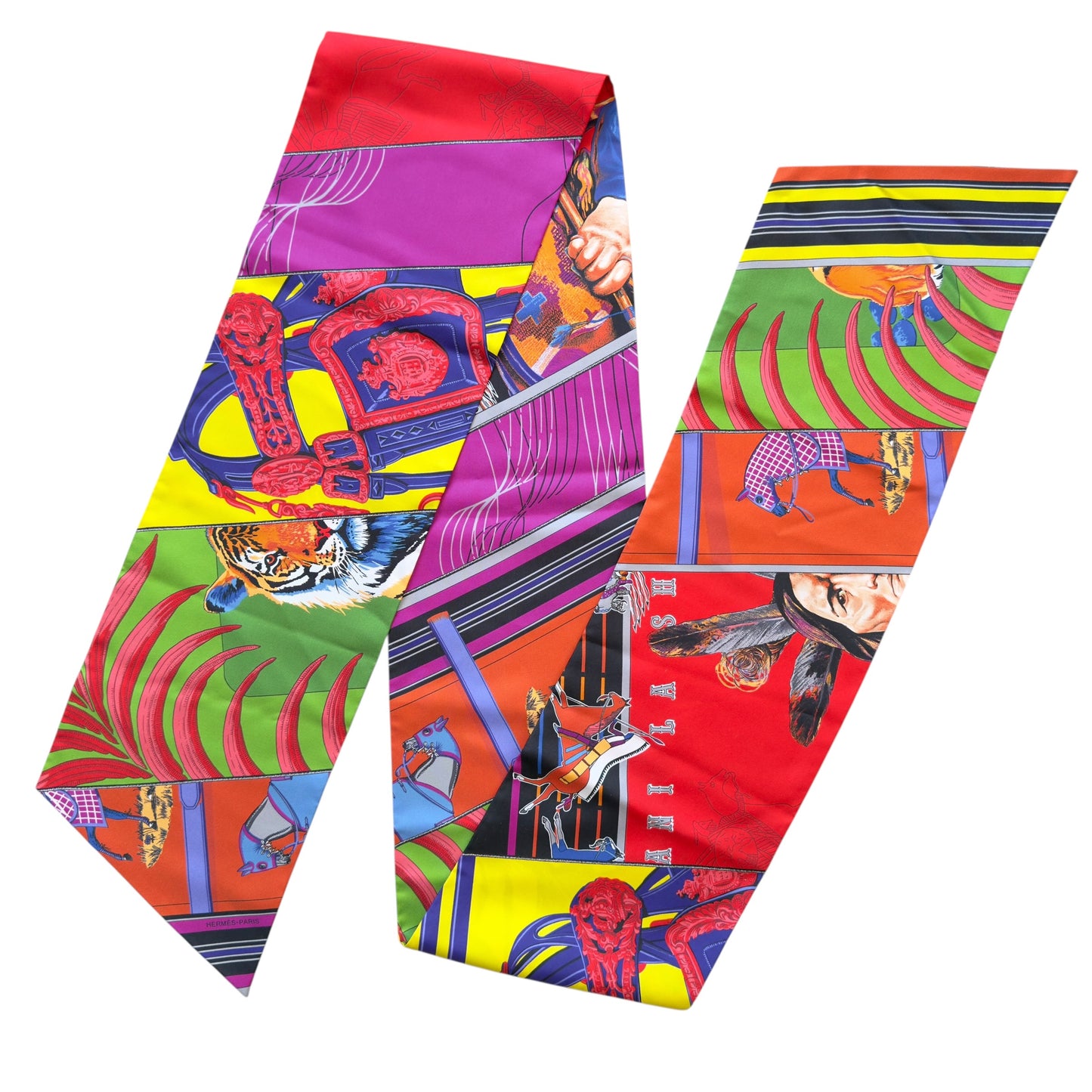 HERMES Carré en Carrés Maxi Twilly 長絲巾