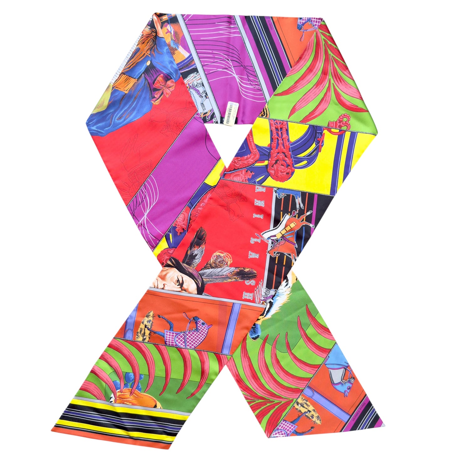 HERMES Carré en Carrés Maxi Twilly 長絲巾