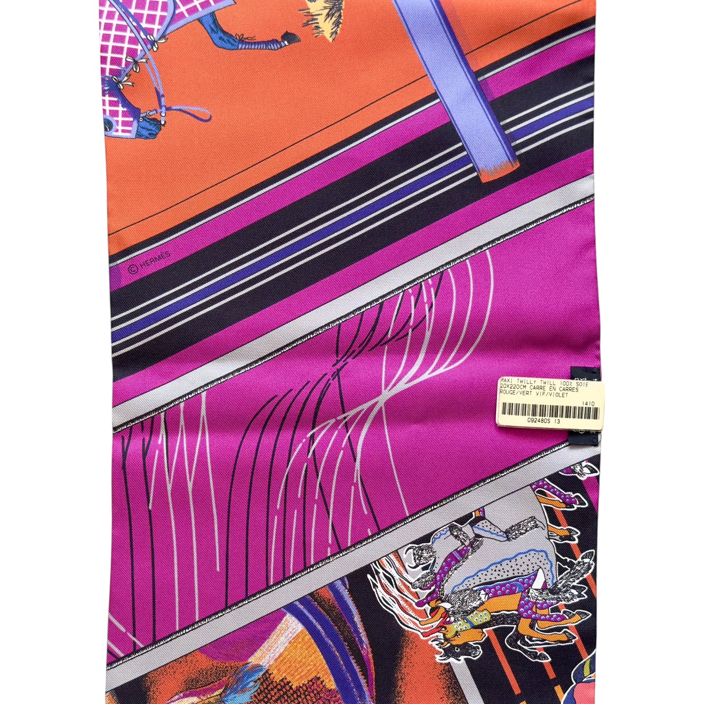 HERMES Carré en Carrés Maxi Twilly 長絲巾