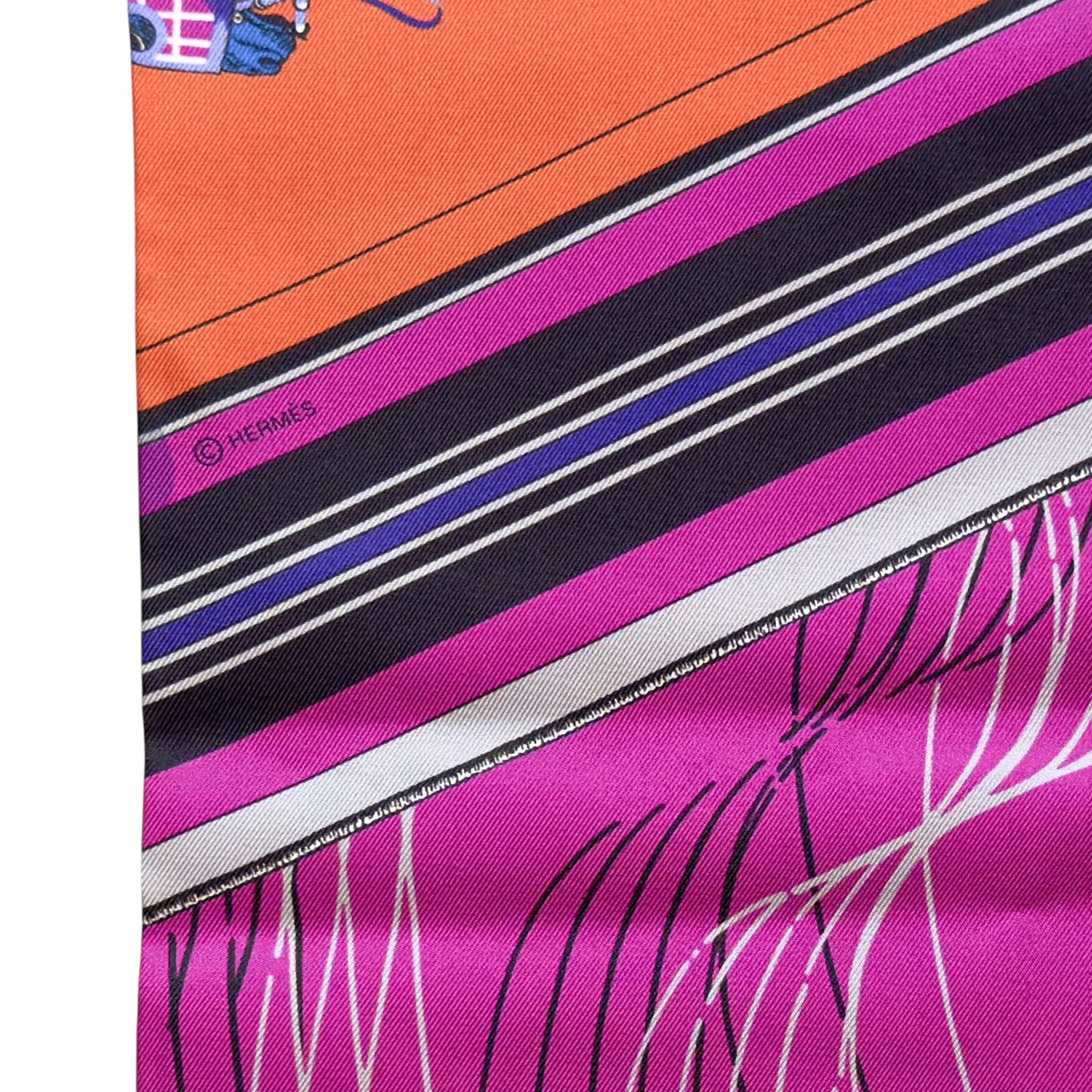 HERMES Carré en Carrés Maxi Twilly 長絲巾