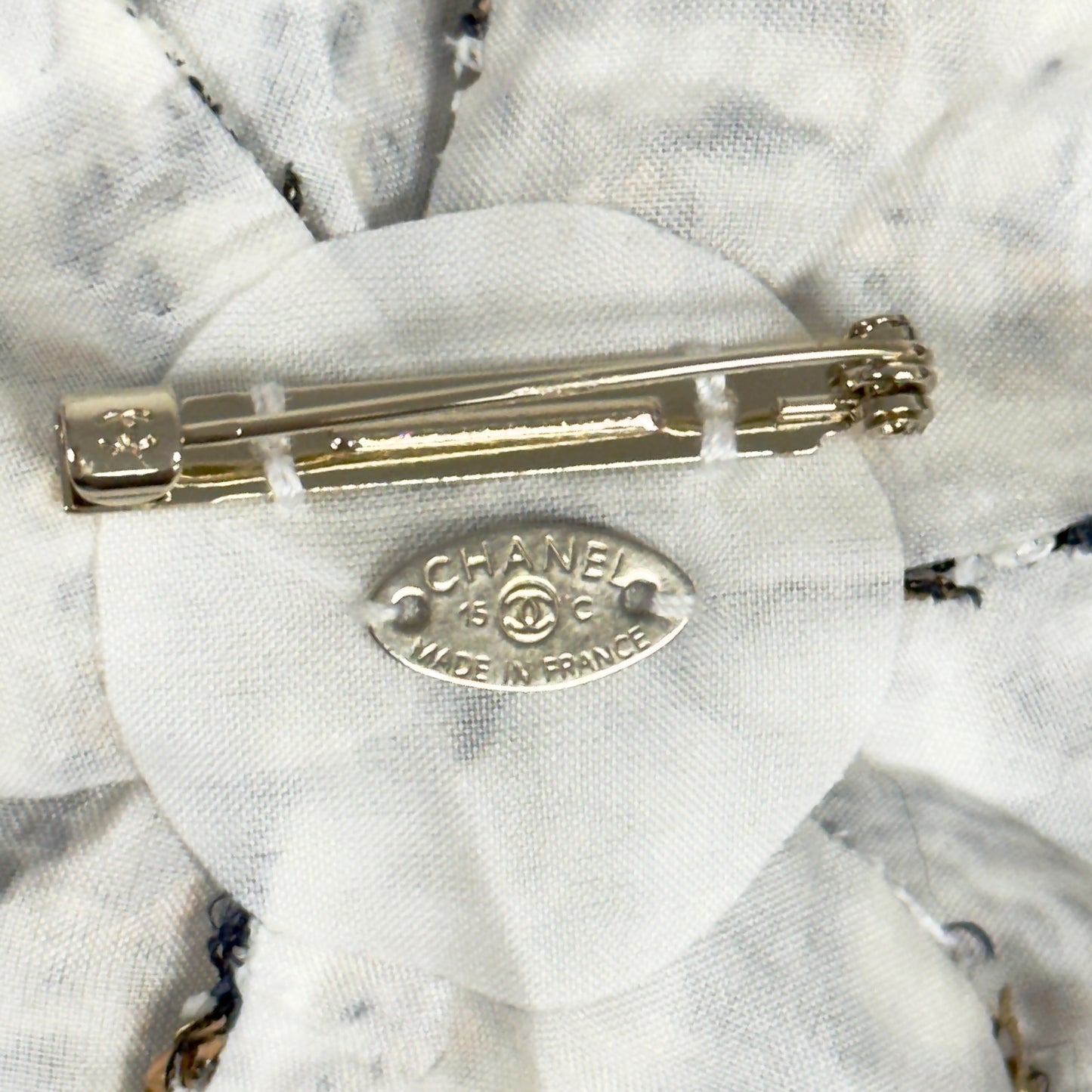 CHANEL 粗花呢 山茶花 胸針
