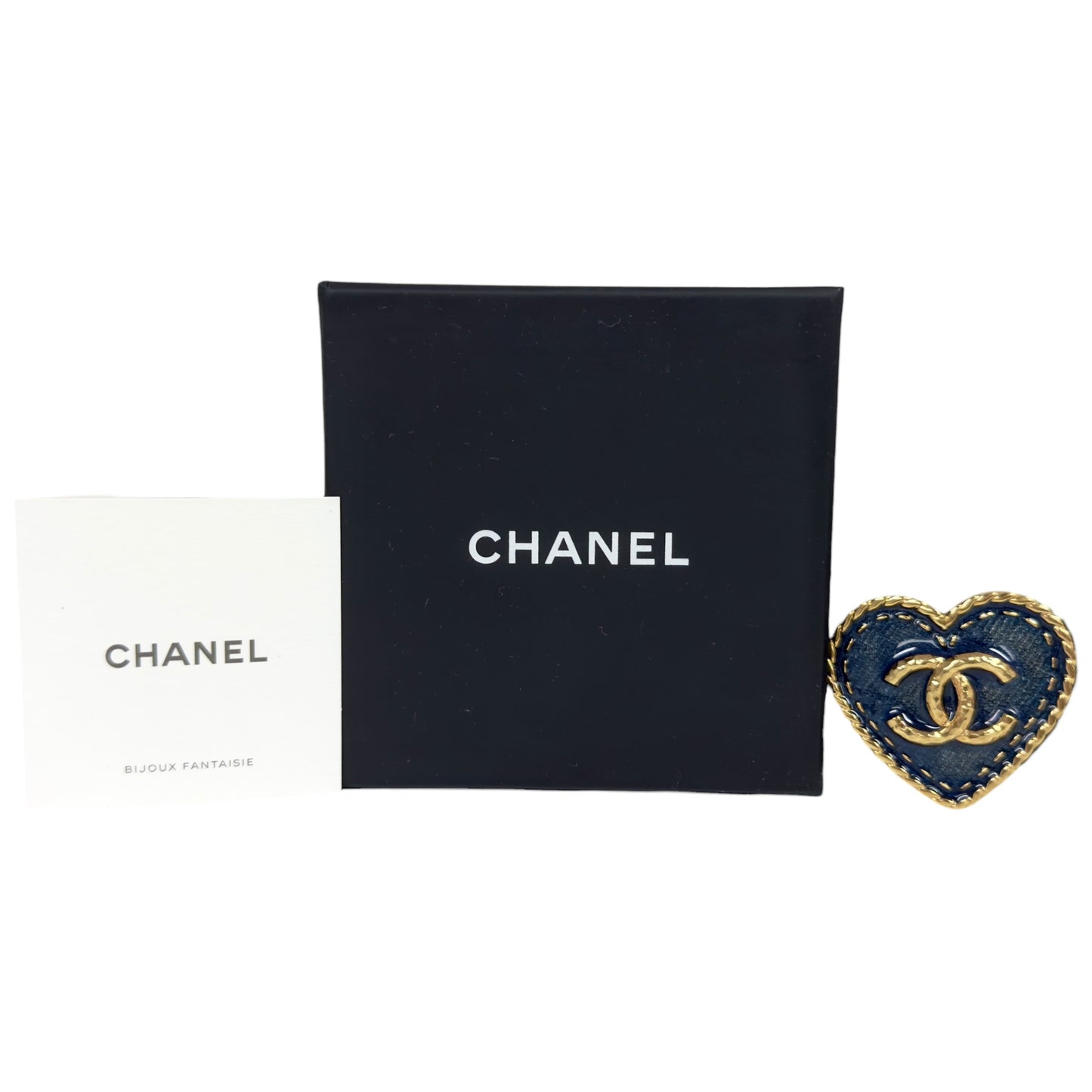 CHANEL *罕有* CC 牛仔 愛心 胸針