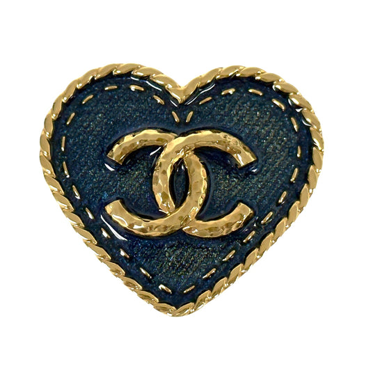 CHANEL *罕有* CC 牛仔 愛心 胸針