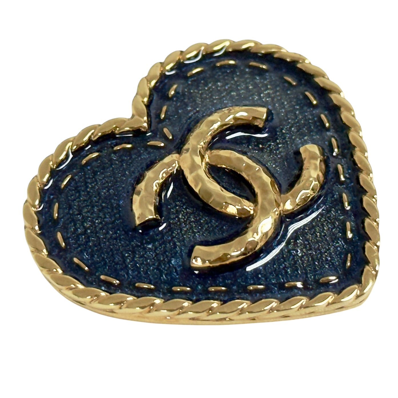 CHANEL *罕有* CC 牛仔 愛心 胸針