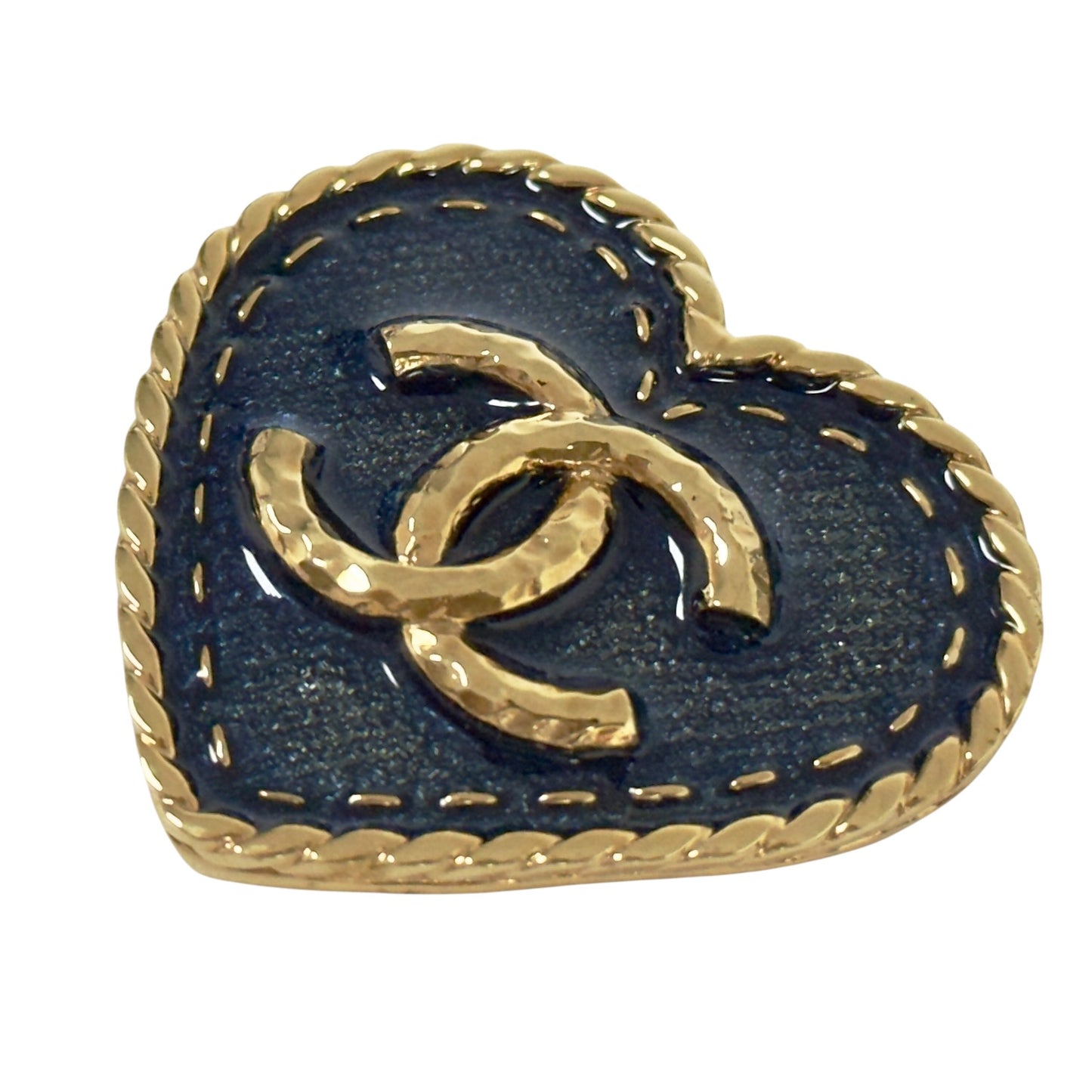 CHANEL *罕有* CC 牛仔 愛心 胸針