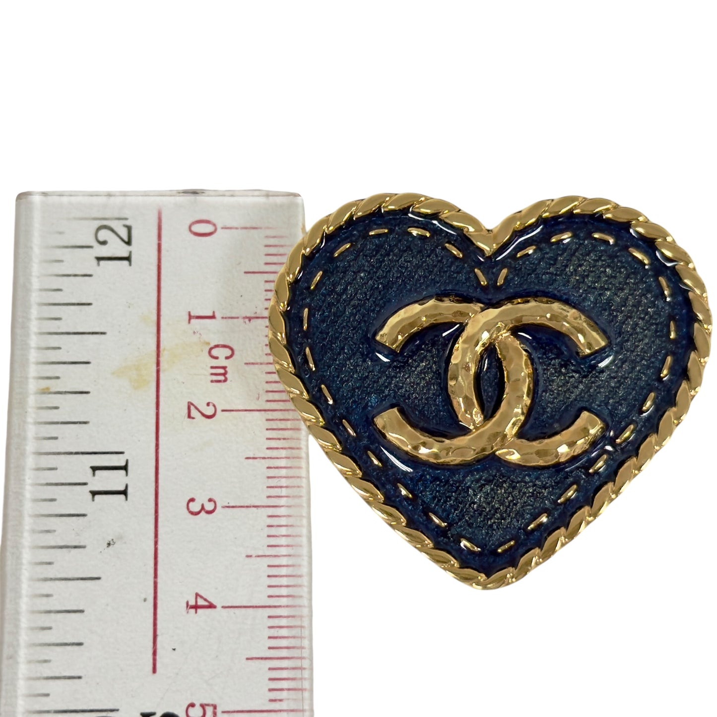 CHANEL *罕有* CC 牛仔 愛心 胸針