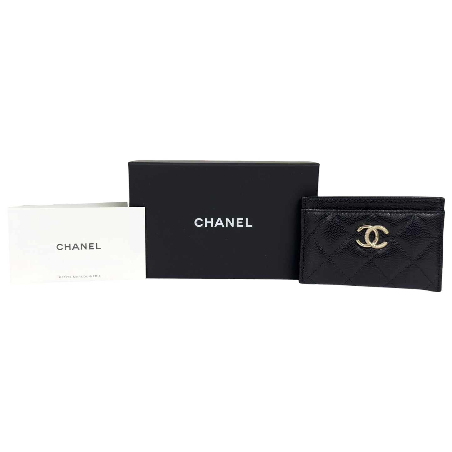CHANEL CC 水鑽 荔枝皮 卡包