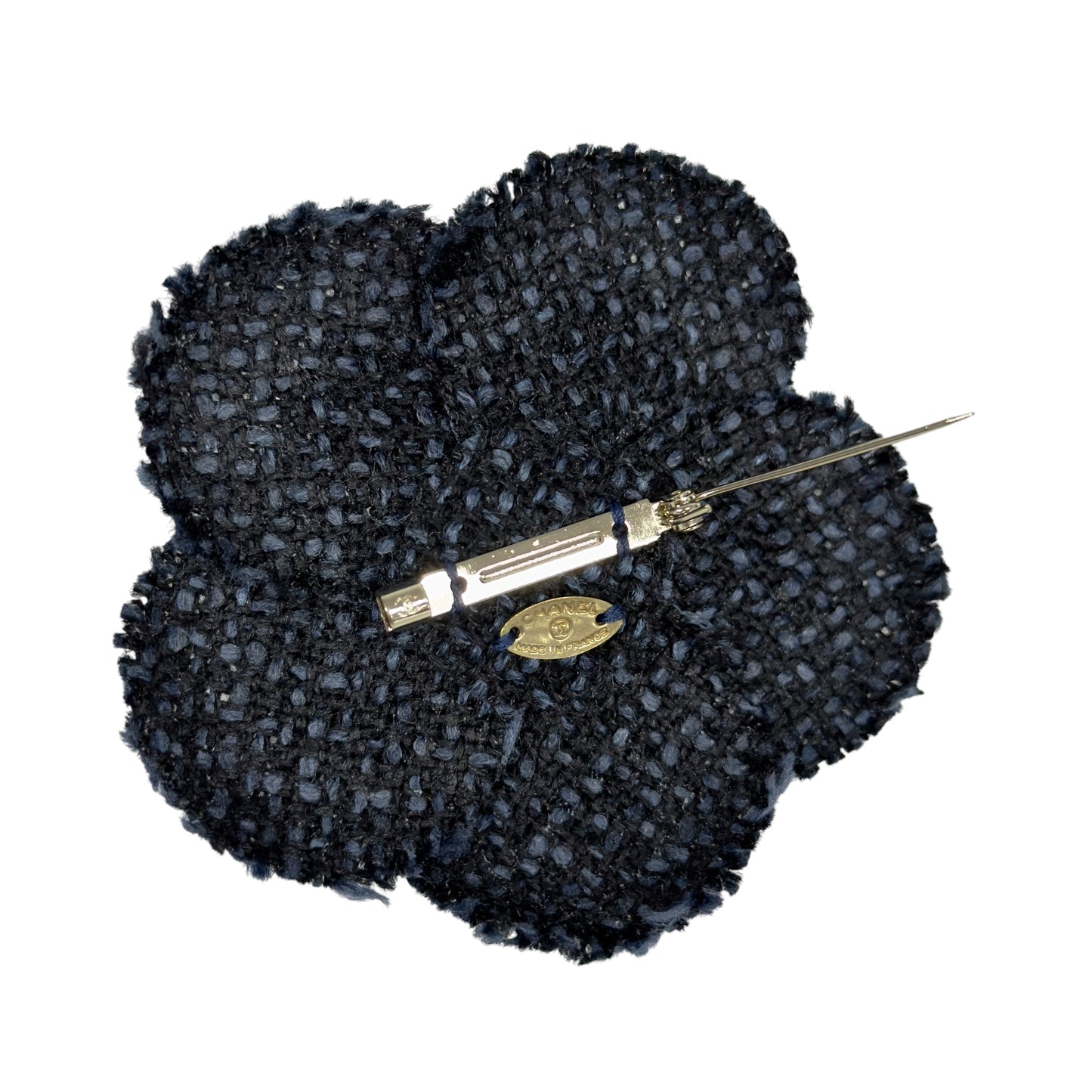CHANEL 中古 粗花呢 山茶花 胸針