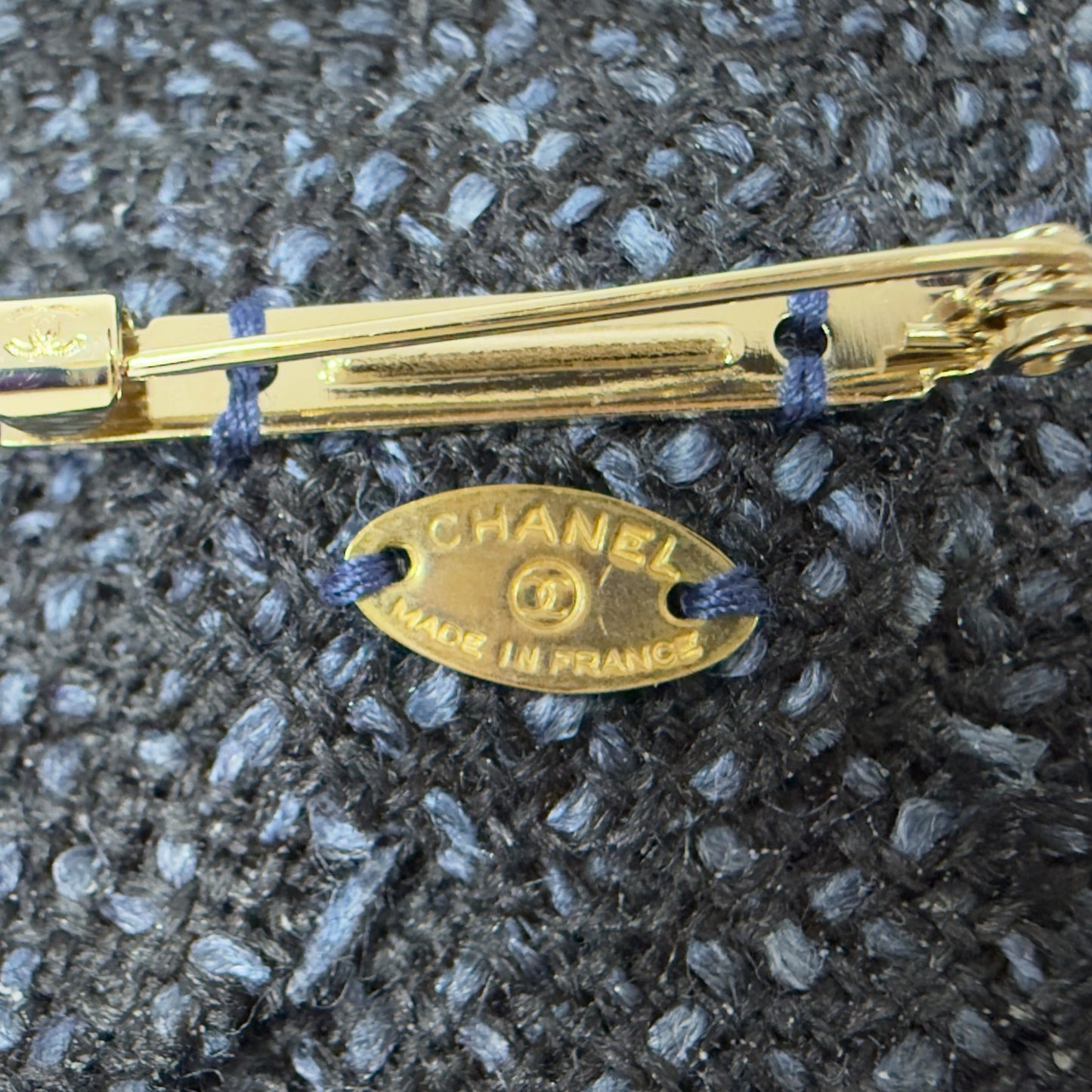 CHANEL 中古 粗花呢 山茶花 胸針