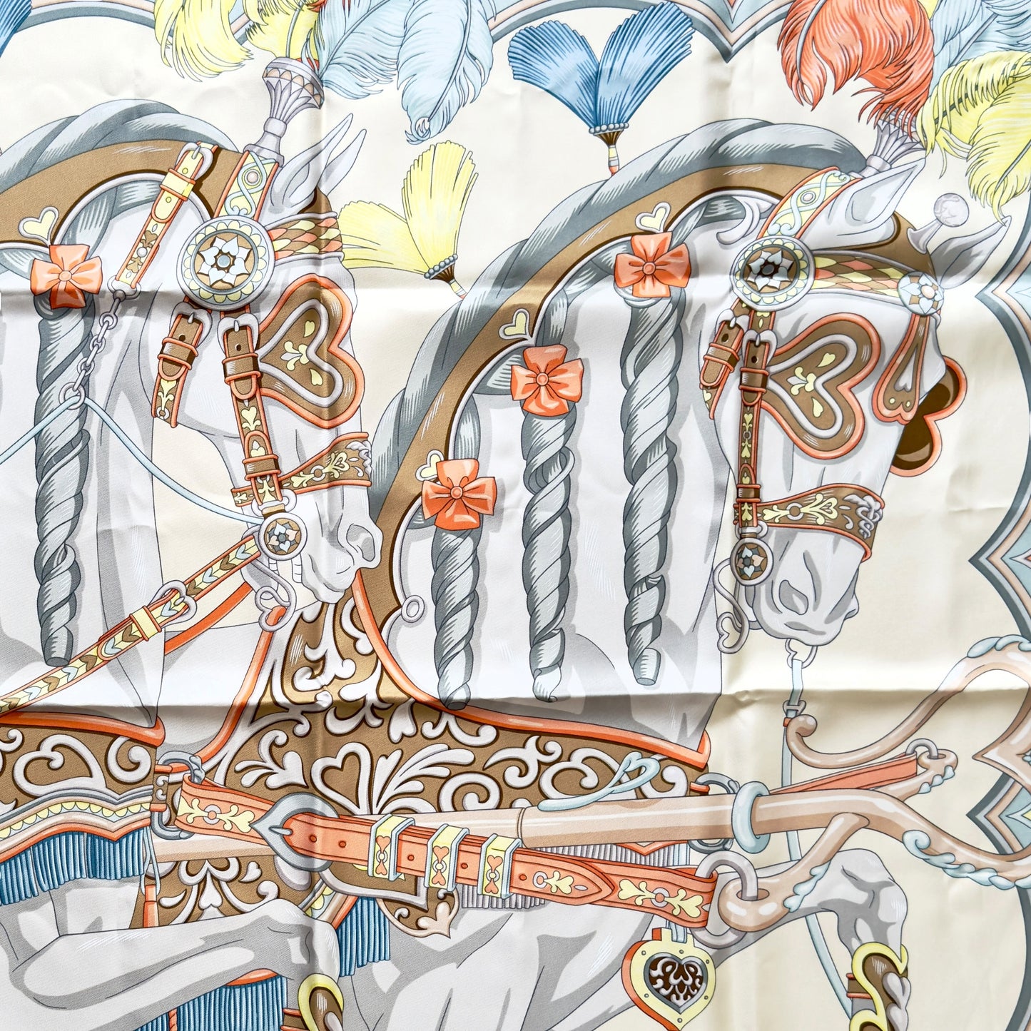 HERMES Harnais de Coeur scarf 90 甜蜜的鞍具 絲巾