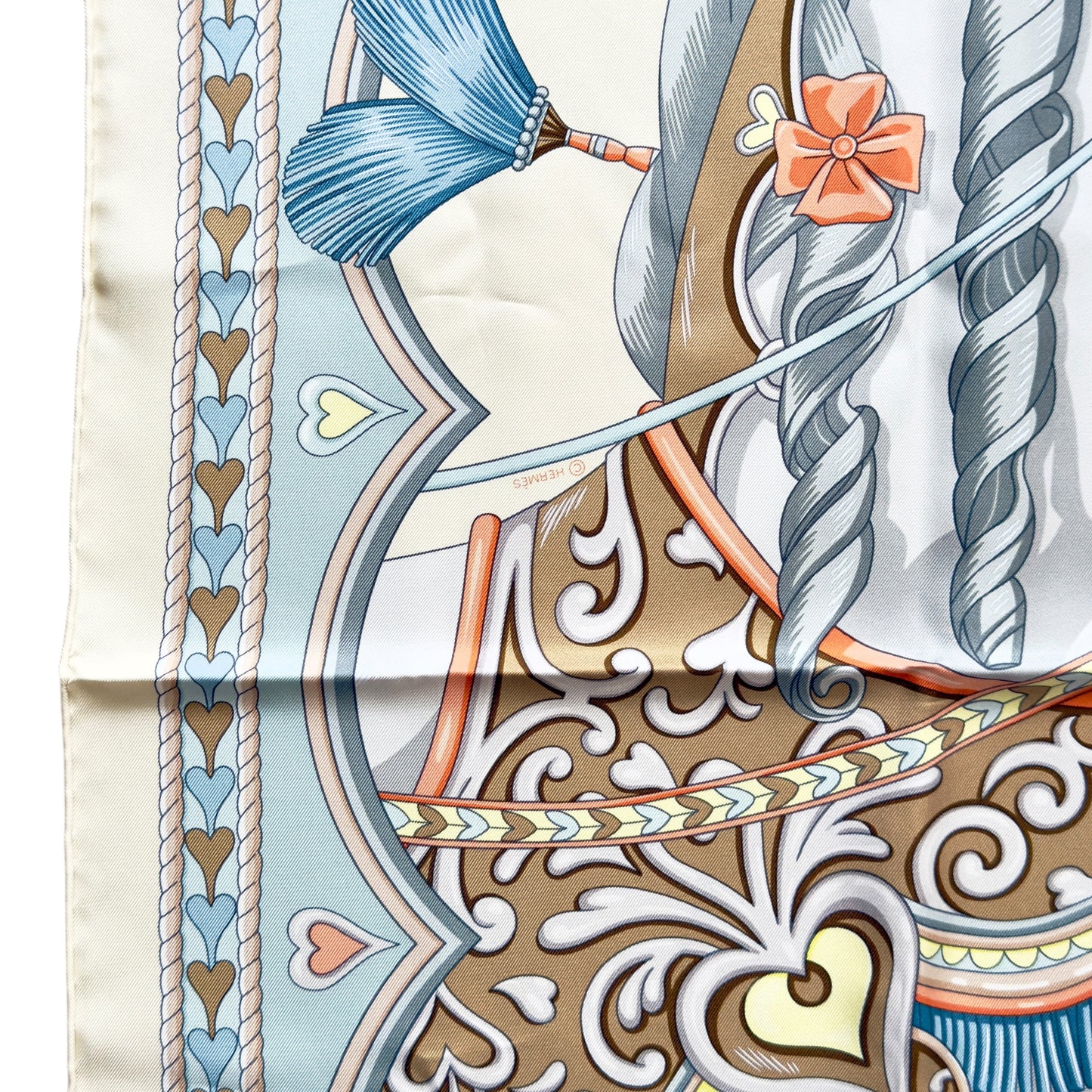 HERMES Harnais de Coeur scarf 90 甜蜜的鞍具 絲巾
