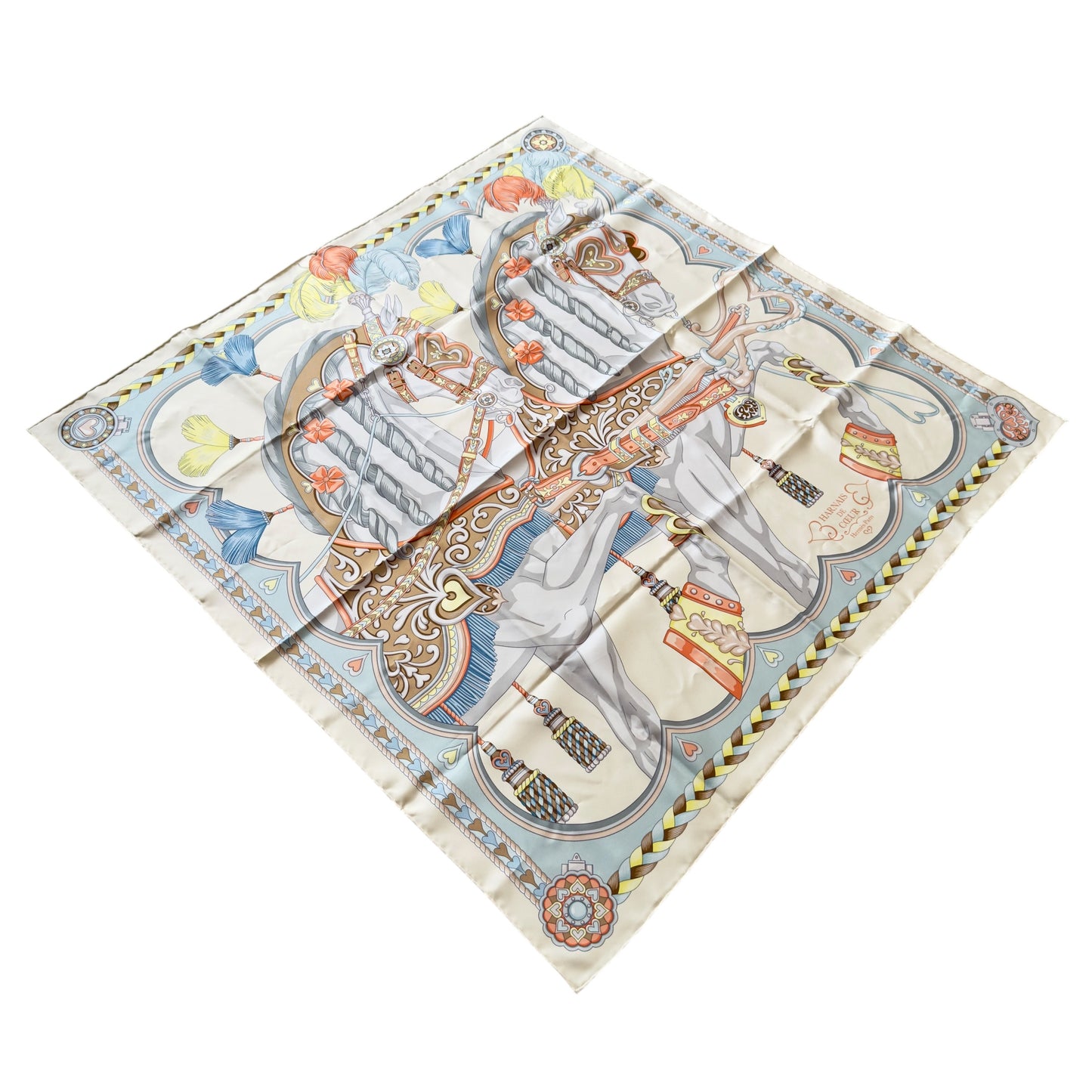 HERMES Harnais de Coeur scarf 90 甜蜜的鞍具 絲巾