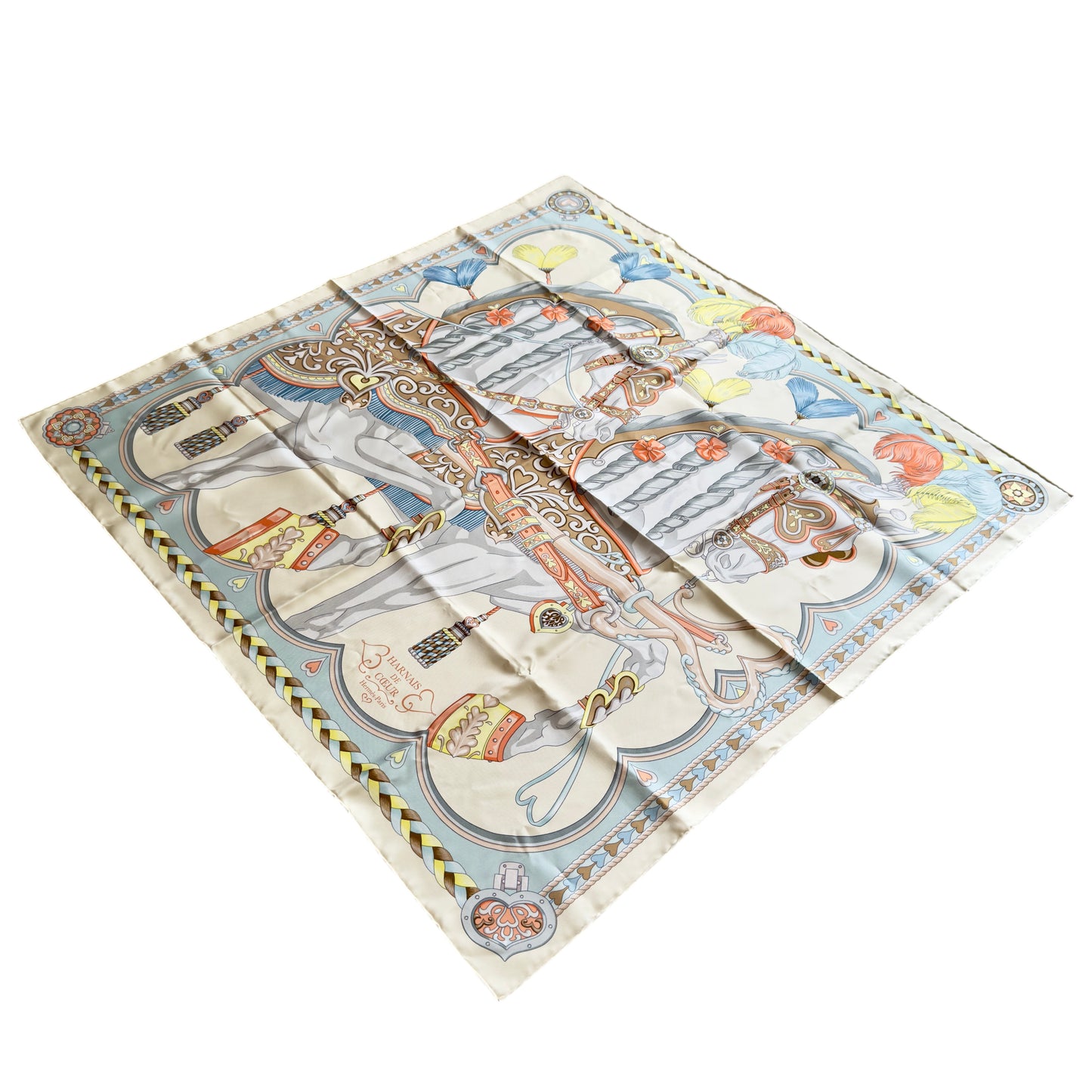 HERMES Harnais de Coeur scarf 90 甜蜜的鞍具 絲巾