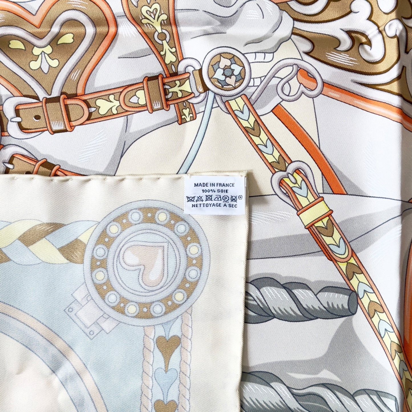 HERMES Harnais de Coeur scarf 90 甜蜜的鞍具 絲巾