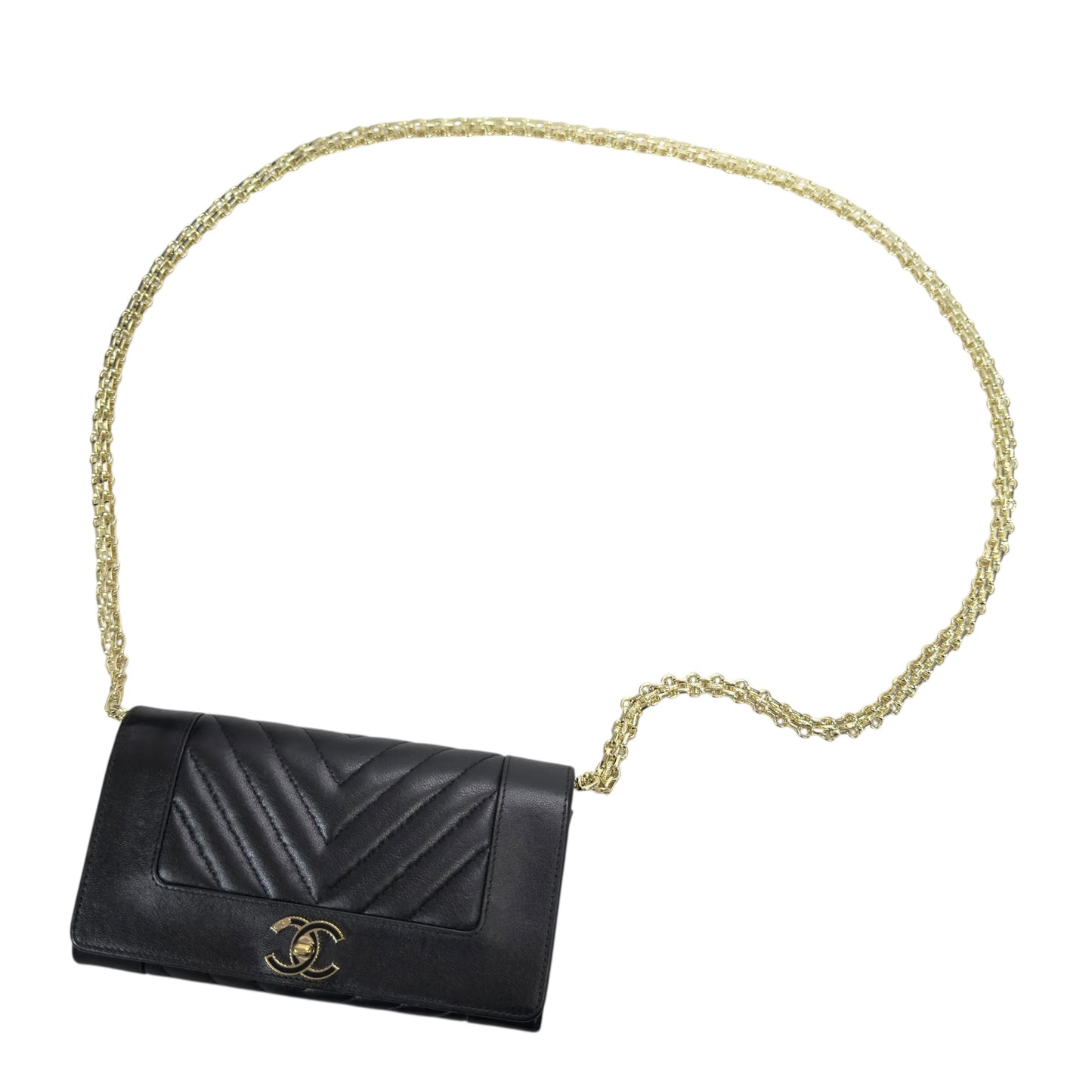 CHANEL *自加鏈＞送無品牌扣＋無品牌鏈帶* CC 長銀包 WOC