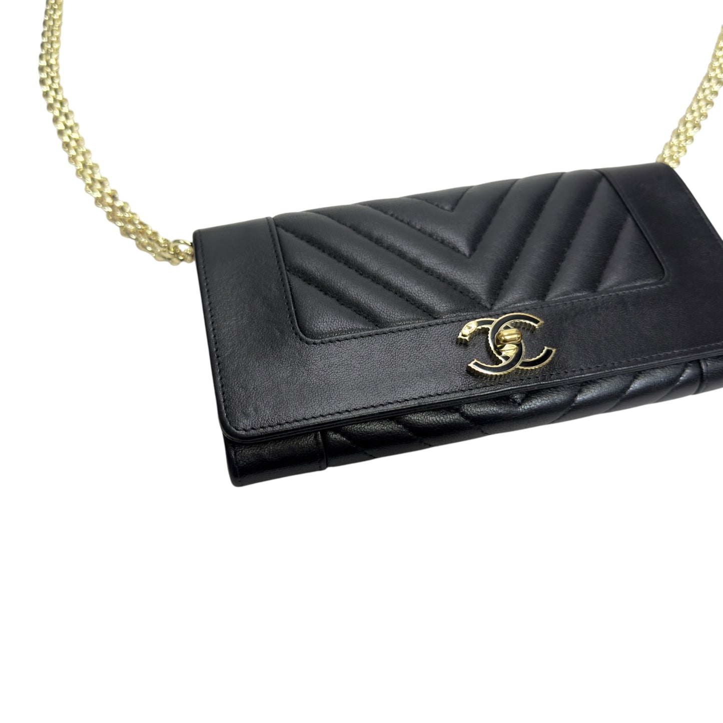 CHANEL *自加鏈＞送無品牌扣＋無品牌鏈帶* CC 長銀包 WOC