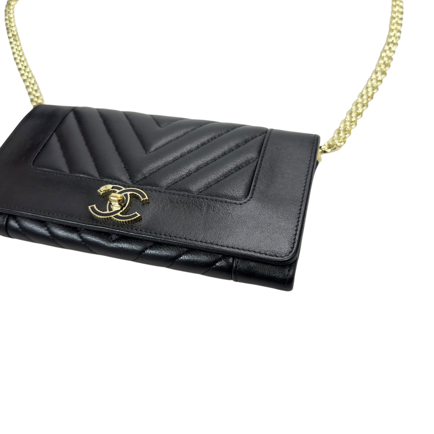 CHANEL *自加鏈＞送無品牌扣＋無品牌鏈帶* CC 長銀包 WOC