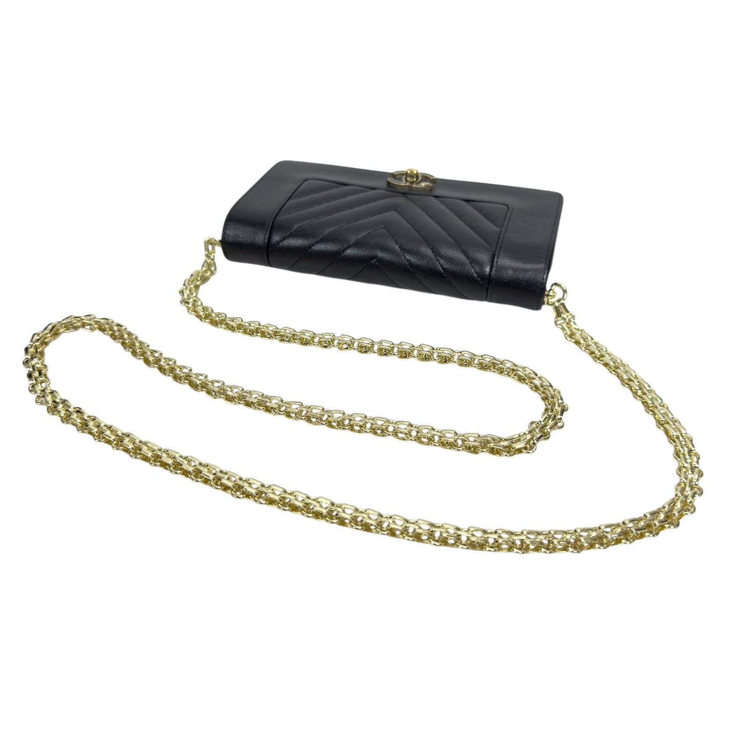 CHANEL *自加鏈＞送無品牌扣＋無品牌鏈帶* CC 長銀包 WOC