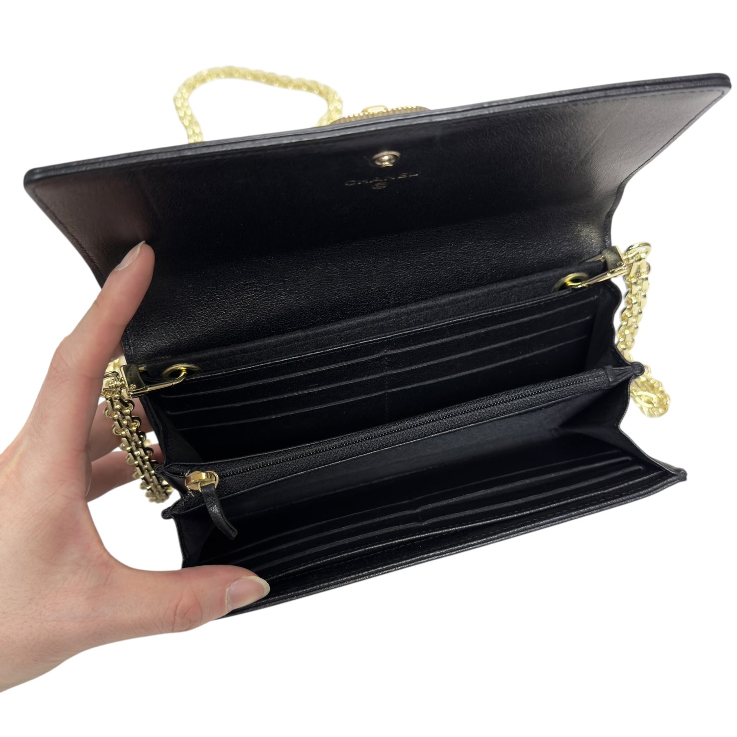 CHANEL *自加鏈＞送無品牌扣＋無品牌鏈帶* CC 長銀包 WOC