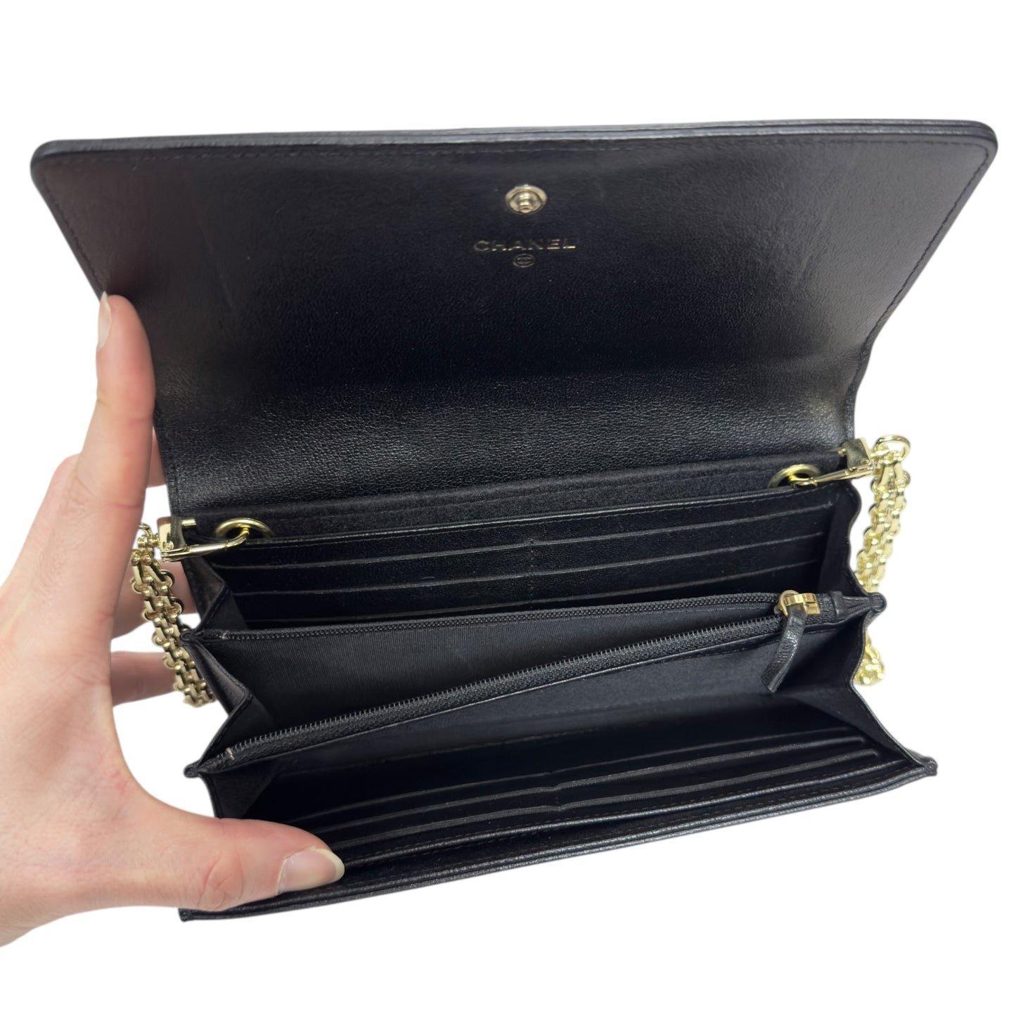 CHANEL *自加鏈＞送無品牌扣＋無品牌鏈帶* CC 長銀包 WOC