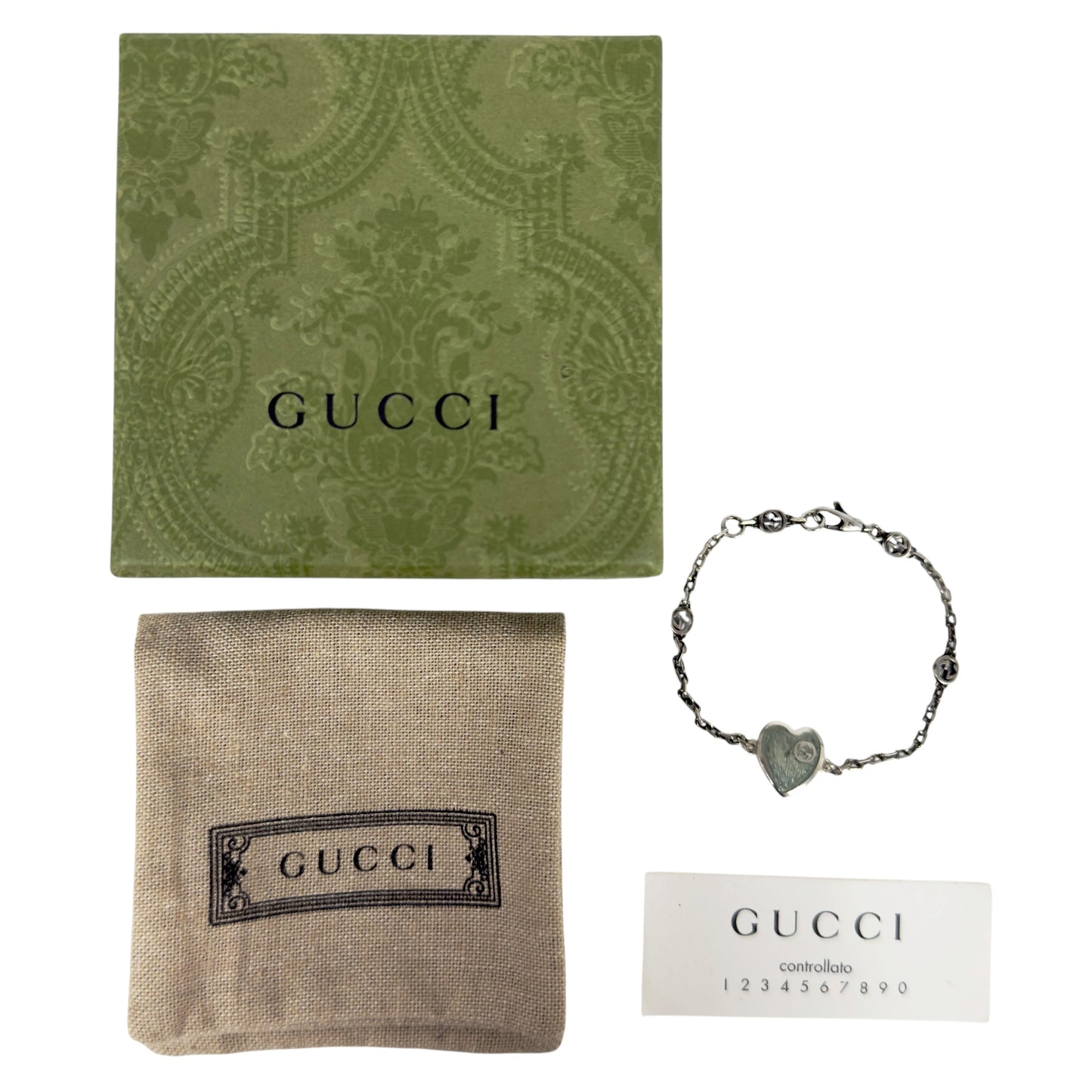 GUCCI GG 愛心💗 純銀 手鏈